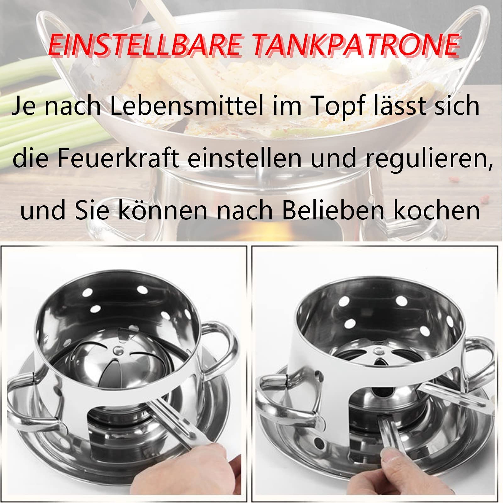 REHOOF Estufa De Alcohol Utensilios De Olla Caliente De Acero Inoxidable Estufa De Camping con Olla Sopa Estufa De Alcohol para Cocinar para Familia Senderismo Picnic 8in