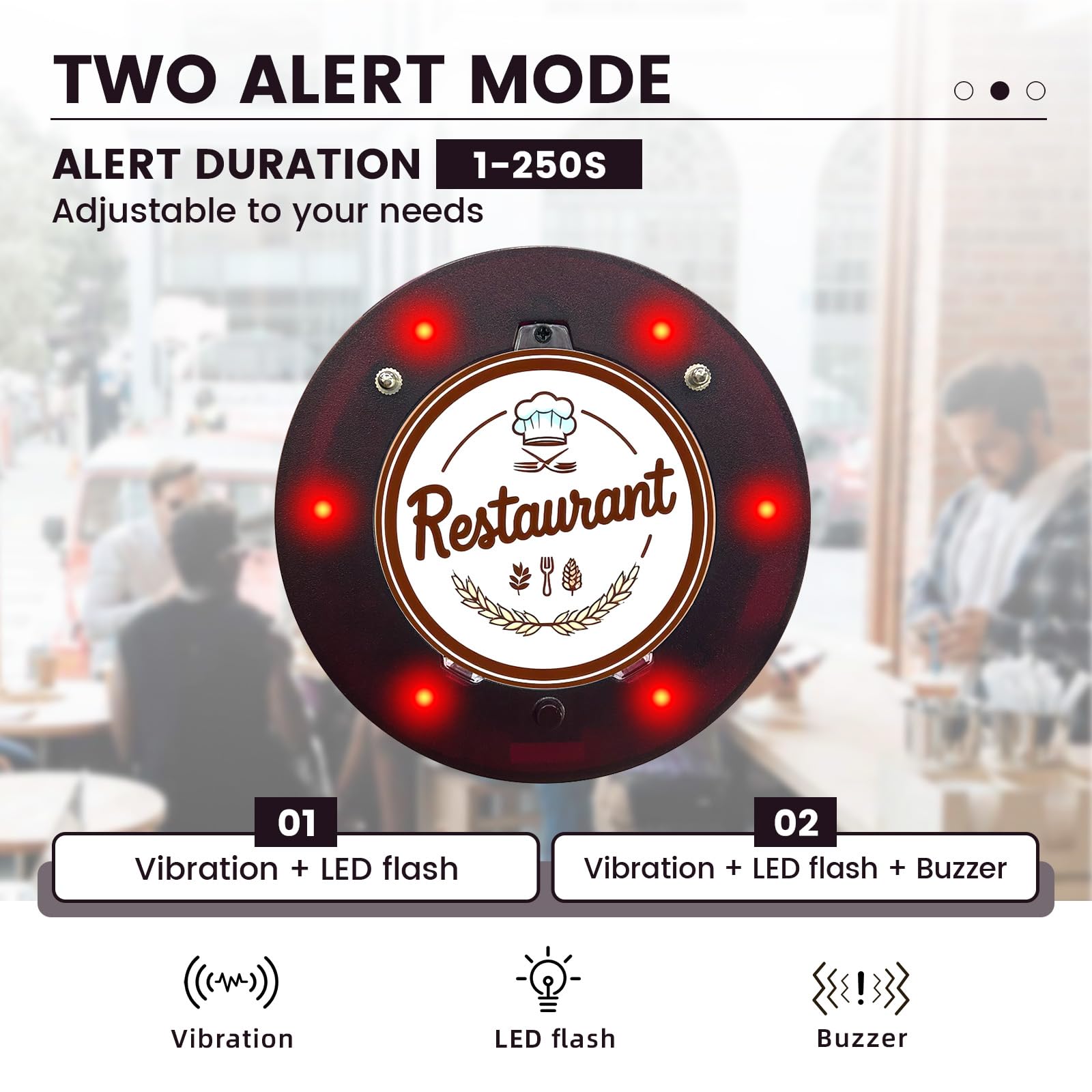 Pager Rufsystem, 400M Pager Gastro, 20 Pagers, 300mAh Akku, 999 Kanäle, Pager System für Restaurants, Imbisswagen, Kirchenkindergärten, Cafés, Bar