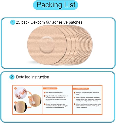 Miniatura 7 de Parches adhesivos G7 impermeables, paquete de 25 parches Dexcom para G7 sin látex, fuerte adhesión de larga duración, más de 10 días precortados