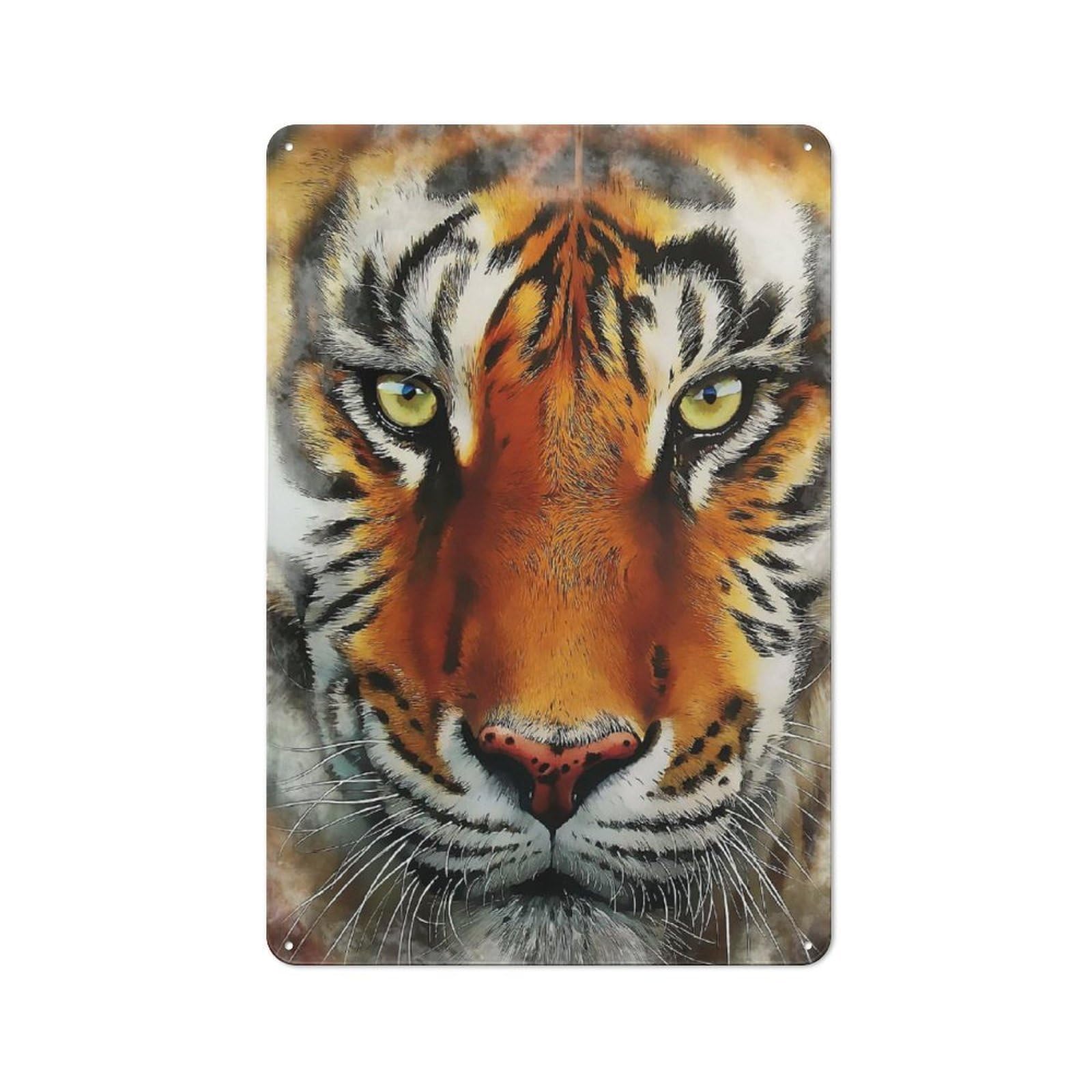 Junmoney Style-17 Tiger Eyes Metal Wall Sign 30X20cm, Rustic Decor For Workshop Wall, For Vintage Wall Decor Fans, For Themed Room Decoration