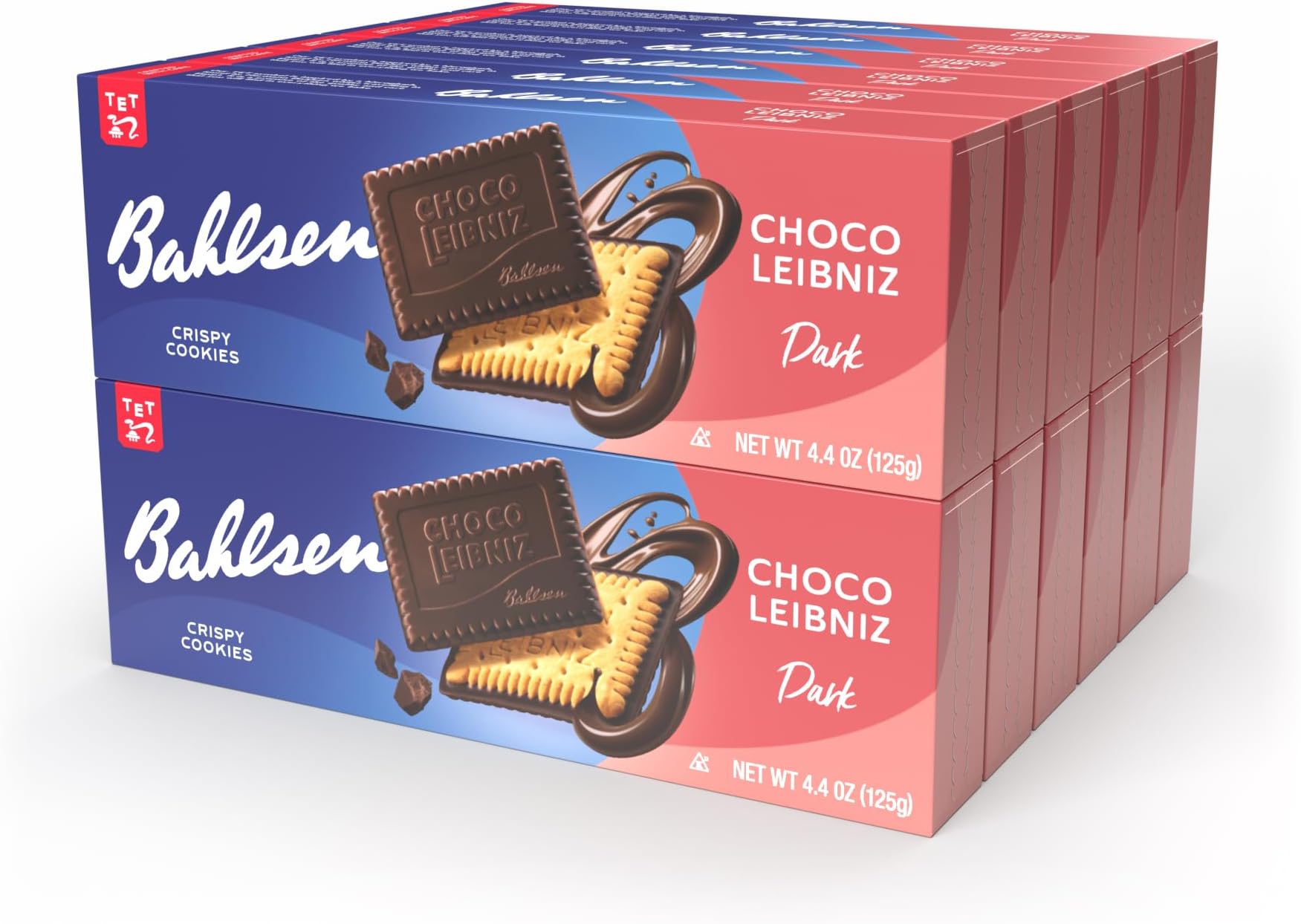 Bahlsen Choco Leibniz Dark Cookies (12 boxes) - Leibniz Butter Biscuits topped with a thick layer of European Chocolate - 4.4 oz boxes
