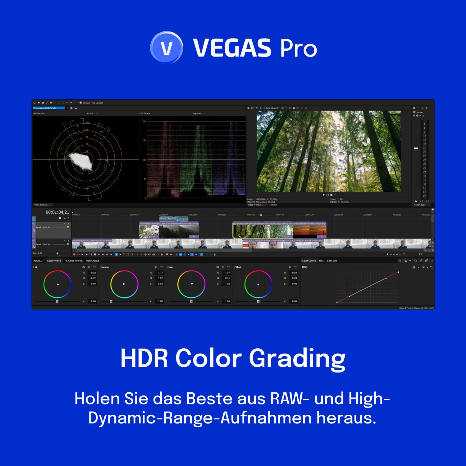 VEGAS Pro 20 - Video, Audio & Streaming für Kreative | Videobearbeitungssoftware | Videoschnittsoftware | Windows 10/11 PC | 1 Lizenz | Pro | PC Aktivierungscode per Email
