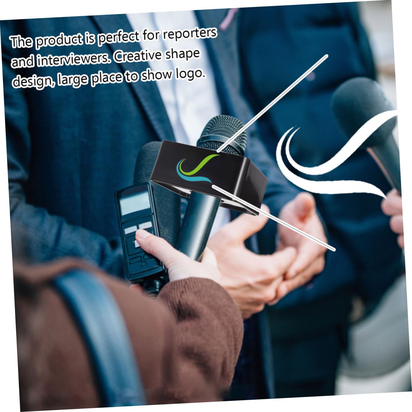 UPKOCH 3pezzi Supporto Per Microfono Professionale Con Logo Personalizzabile Base Stabile Per Interviste Design Creativo Per Giornalisti e Presentatori