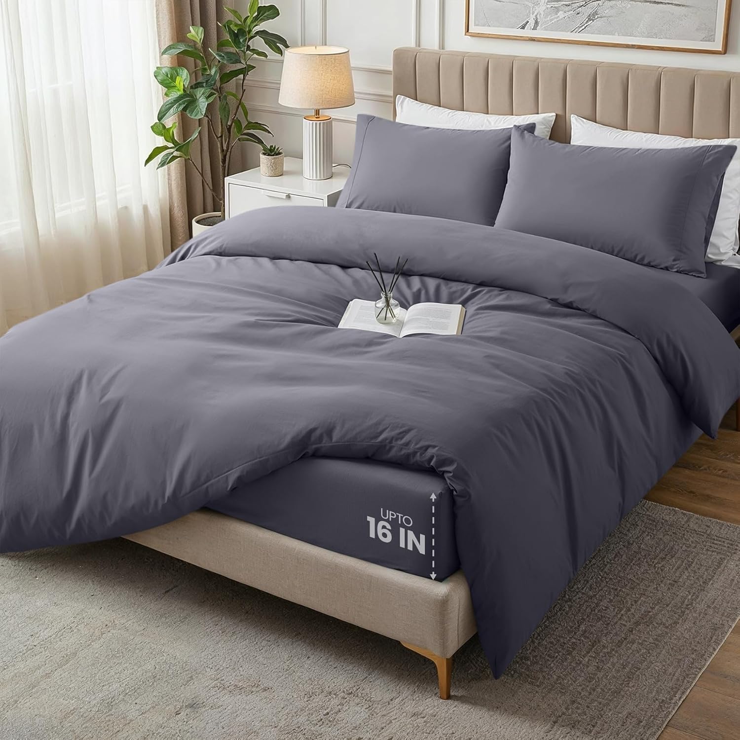 Utopia Bedding 4 Piece King Bedding Set - Pack of 6 - Duvet Cover, Fitted Sheet with Pillow cases - Soft Brushed Microfiber Polyester (Beige) — view 56