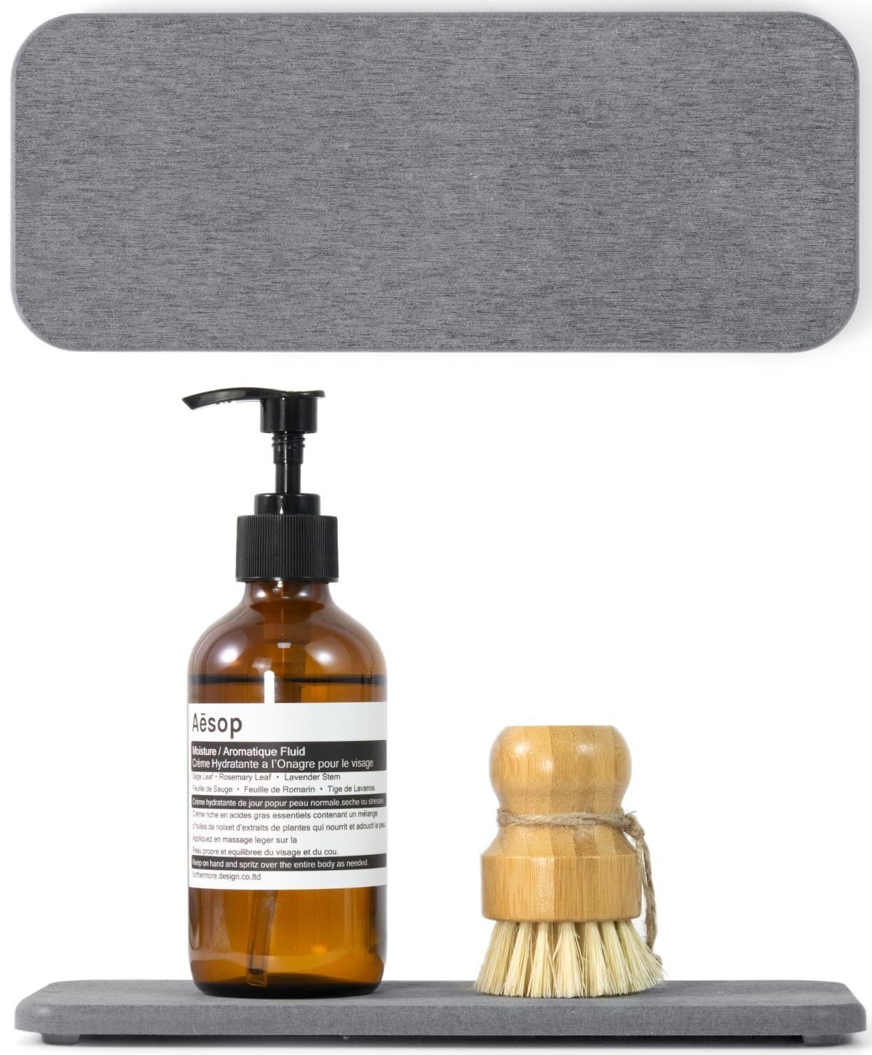 Crepundia Grey Fast Drying Diatomite Bathroom Tray, Soap Dish Holders & Toothbrush Holders For Bathroom Counter, Water Absorbing Stone Sink Organizer For Bathroom And Kitchen(Grey)
