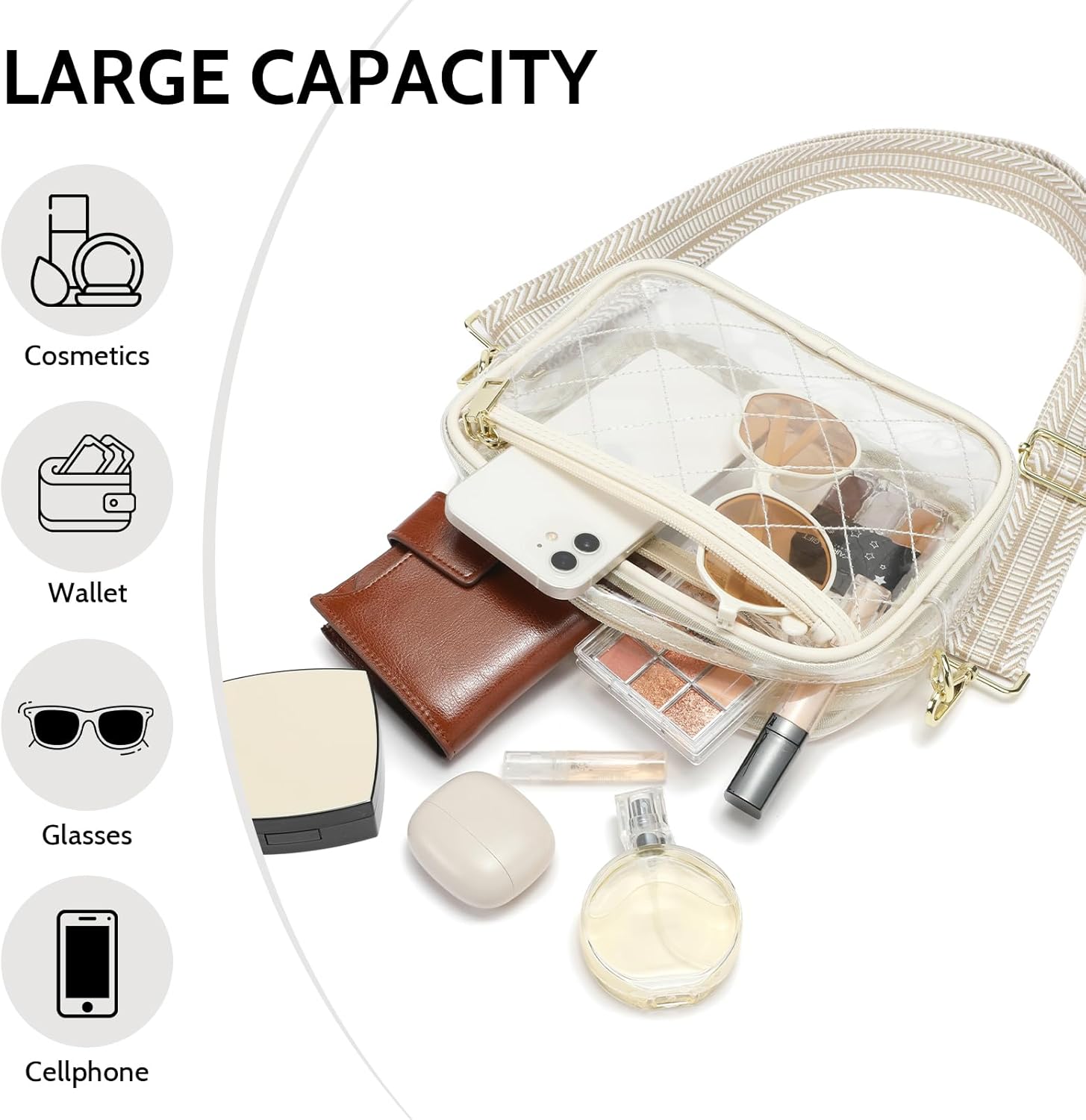 YGR Clear Bag for Stadium Events, Concert Approved Clear Purse for Women, PVC Crossbody Shoulder Bag with Adjustable Strap - Image 3