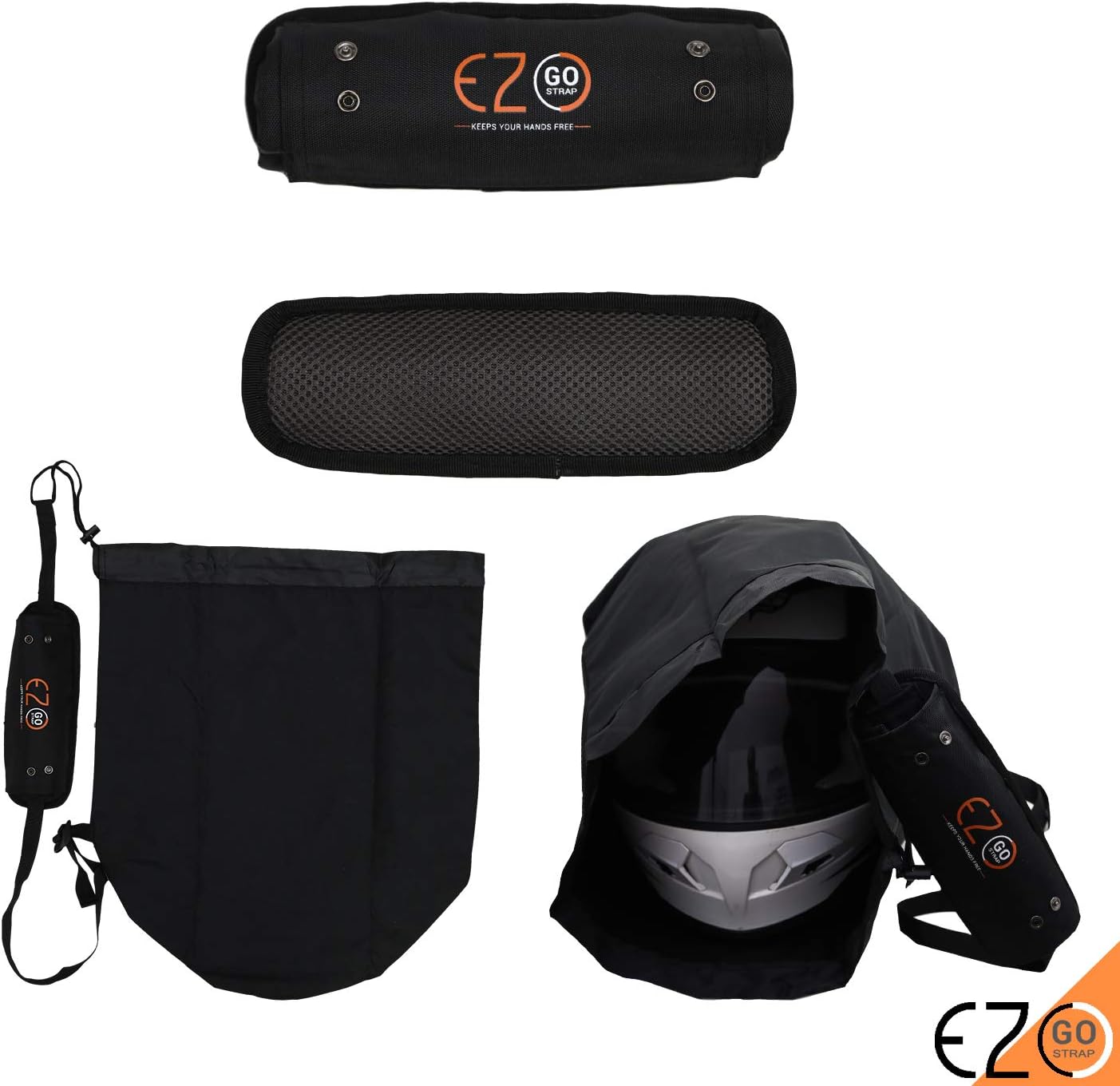 Helmet Carrying Bag for Motorcycle Helmets | Foldable | Fits Full Face Helmets | Hands Free Riding Accessory | Theft Protection - For Men, Women and Children Riders - Black : Automotive