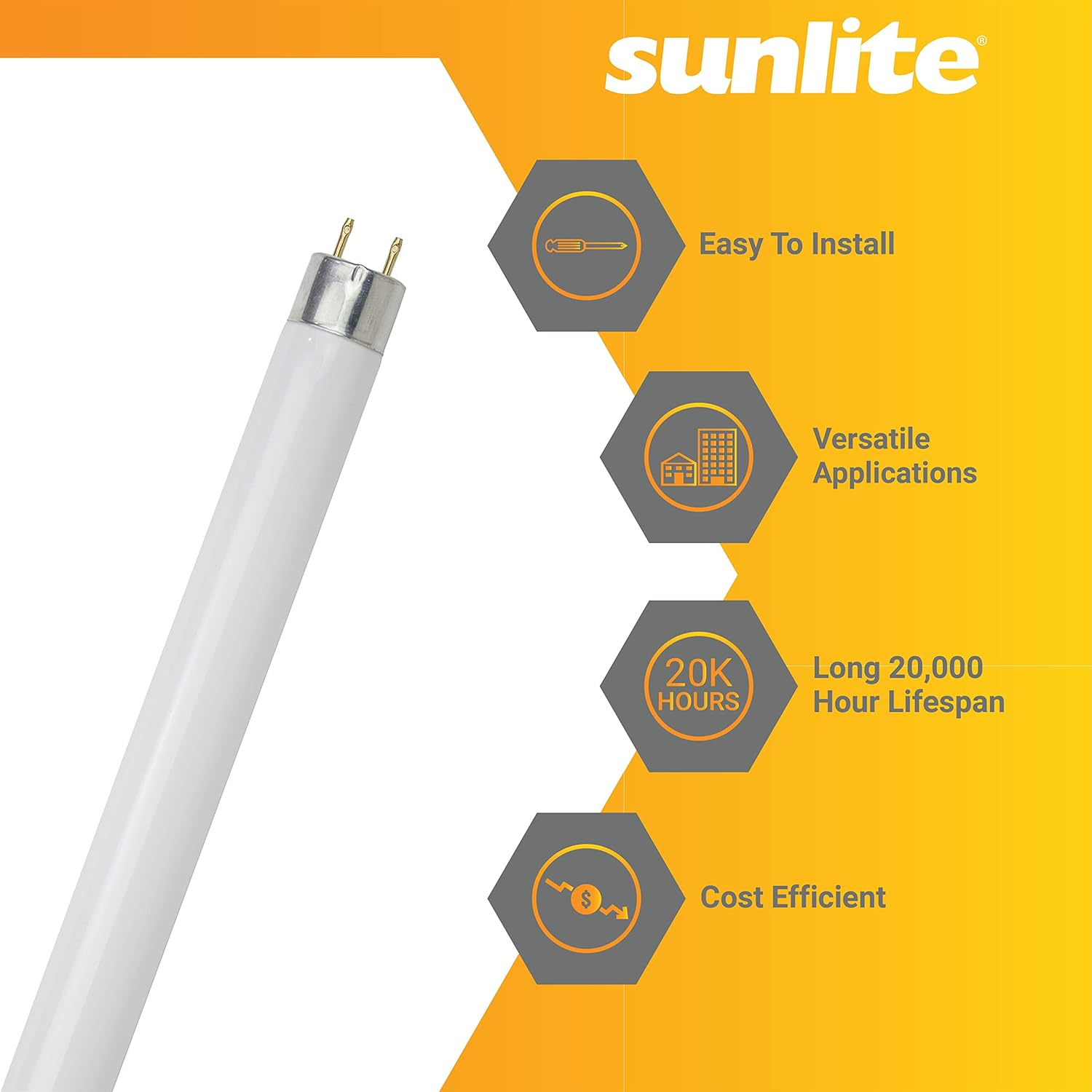 Sunlite 30126 F17T8/SP850/30PK T8 High Performance Medium Bi-Pin (G13) Base Straight Tube Bulb (30 Pack), 17W/5000K, Daylight