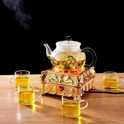 Miniatura 3 de Hervidor eléctrico de vidrio de 27.1 fl oz de capacidad de base retro separable Botón giratorio de estufa eléctrica de cerámica dispensadores de