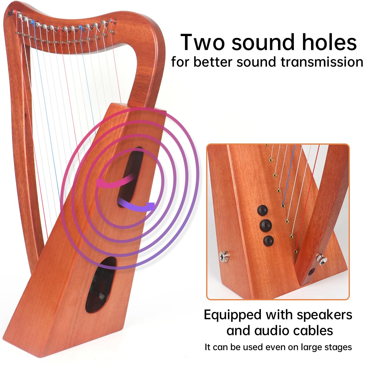186000 AKLOT ハープ 15弦 マホガニー [1000027790617] Amazon.com: Harp, AKLOT 15 Strings Mahogany Harp 22 Inch Height