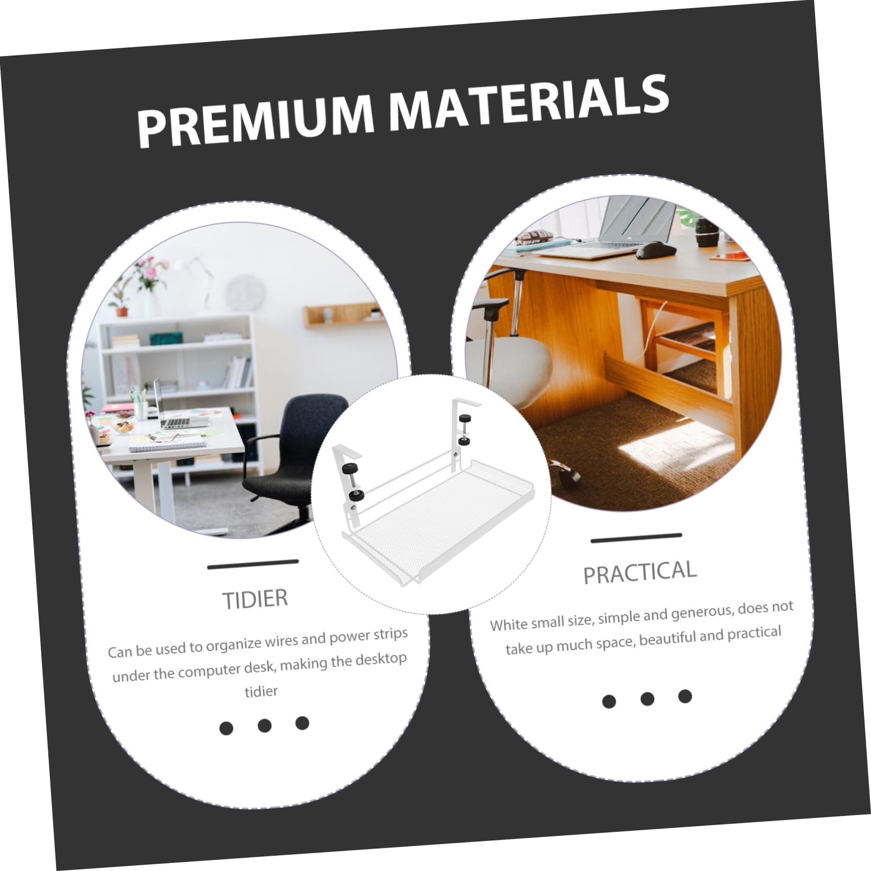 Gadpiparty Cesta de Almacenamiento Debajo del Escritorio Organizador de Oficina Ajustable Abrazadera para Libros y Papeles Cesta para Escritorio Varios estilos
