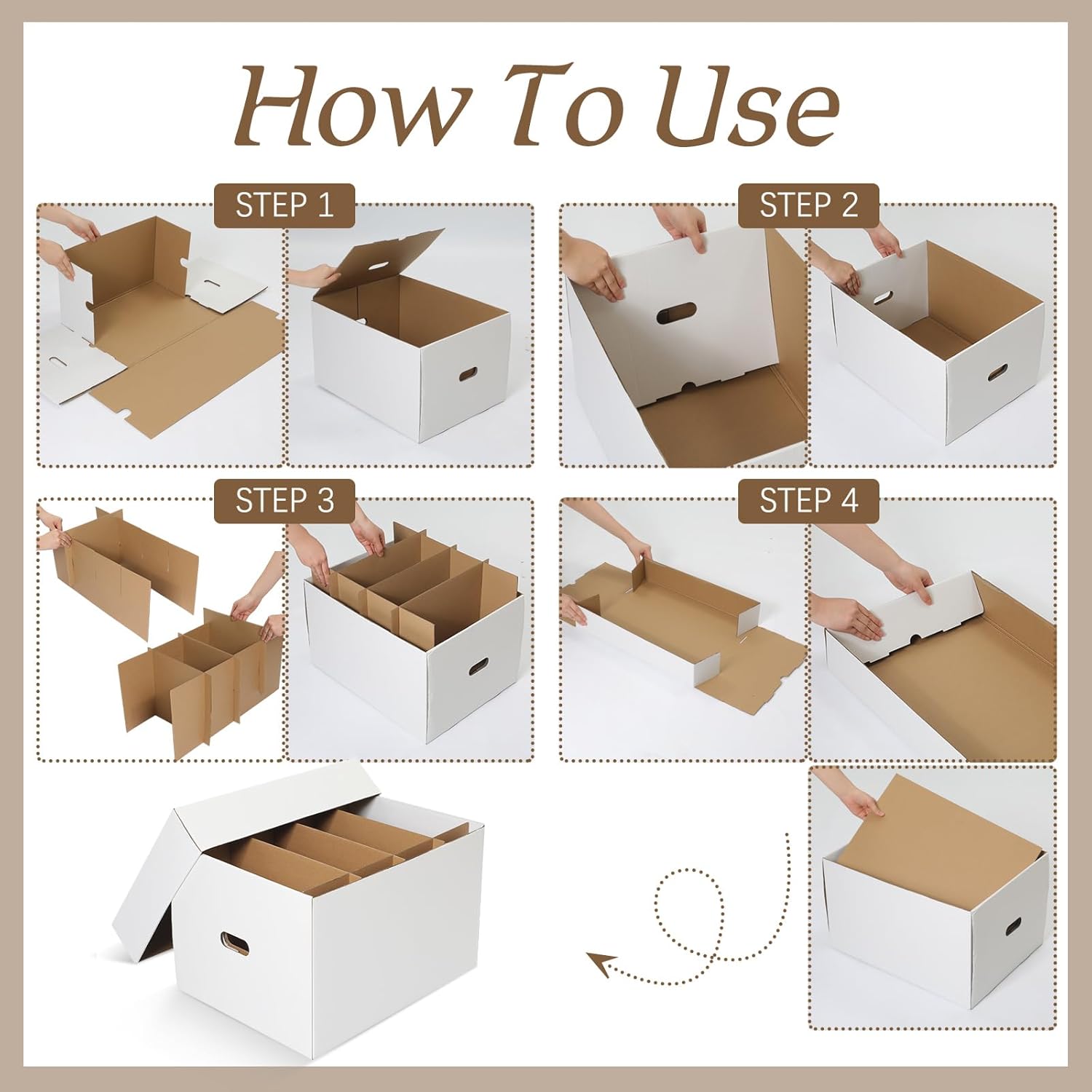 Fuyoooo 2 Pack Large Dish Packing Boxes for Moving with Divider 20 x 15 x 12 Inch Kitchen Moving Boxes with Reinforced Handle Lid Packing Supplies for Dishes and Glassware