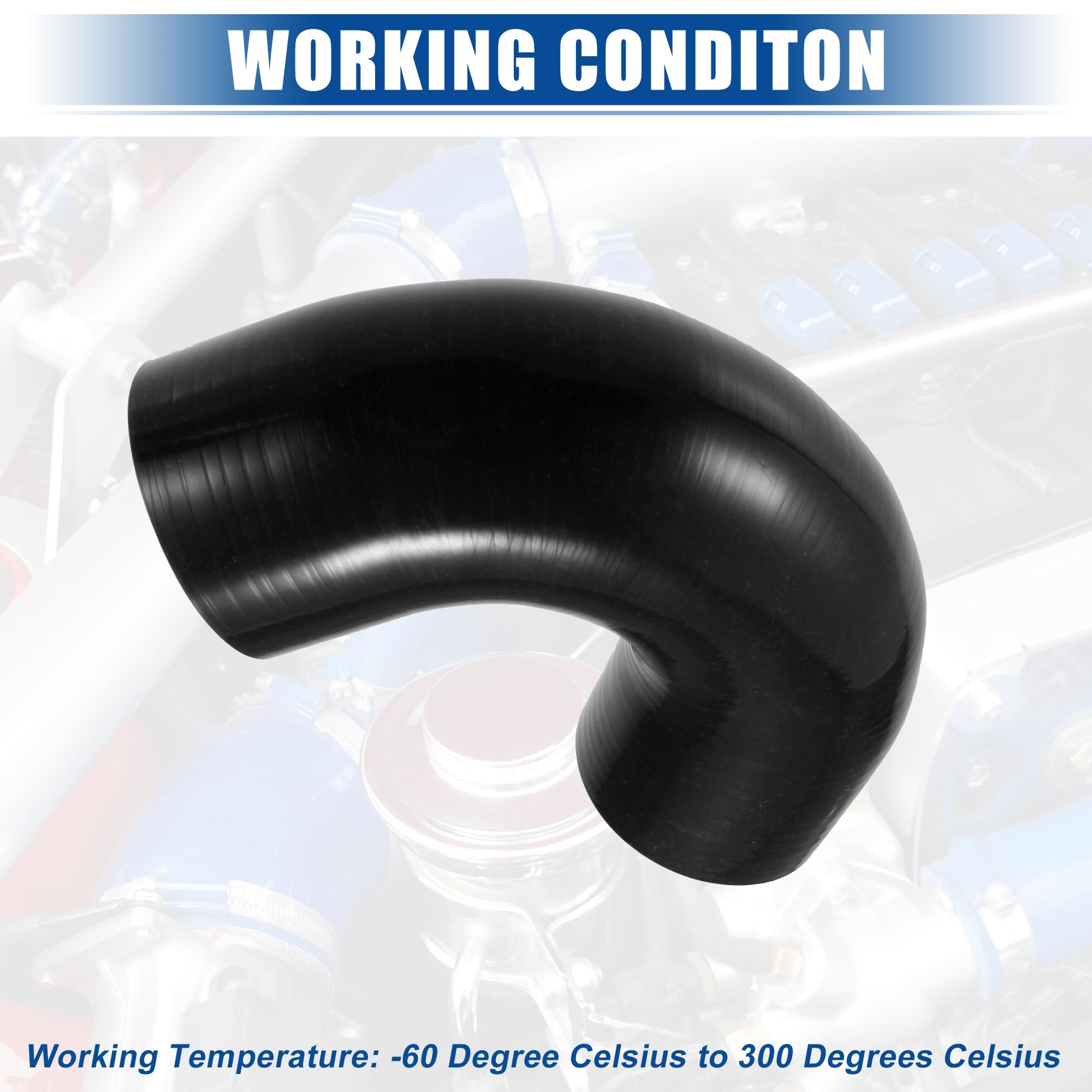 QUARKZMAN Accoppiatore Silicone Tubo Nero 1 Pezzo Auto 70mm 135°C | Diametro Interno 70mm, Esterno 80mm, Lunghezza 100mm, Temperatura -60°C A 300°C, Spessore 5mm, Non Per Olio.