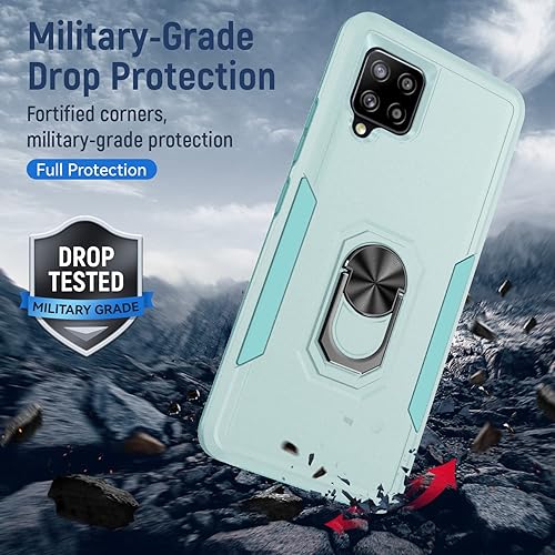 Miniatura 4 de Funda para Samsung Galaxy A42 5G con anillo de soporte, resistente protección de grado militar, a prueba de golpes, para Galaxy A42 5G (verde claro)