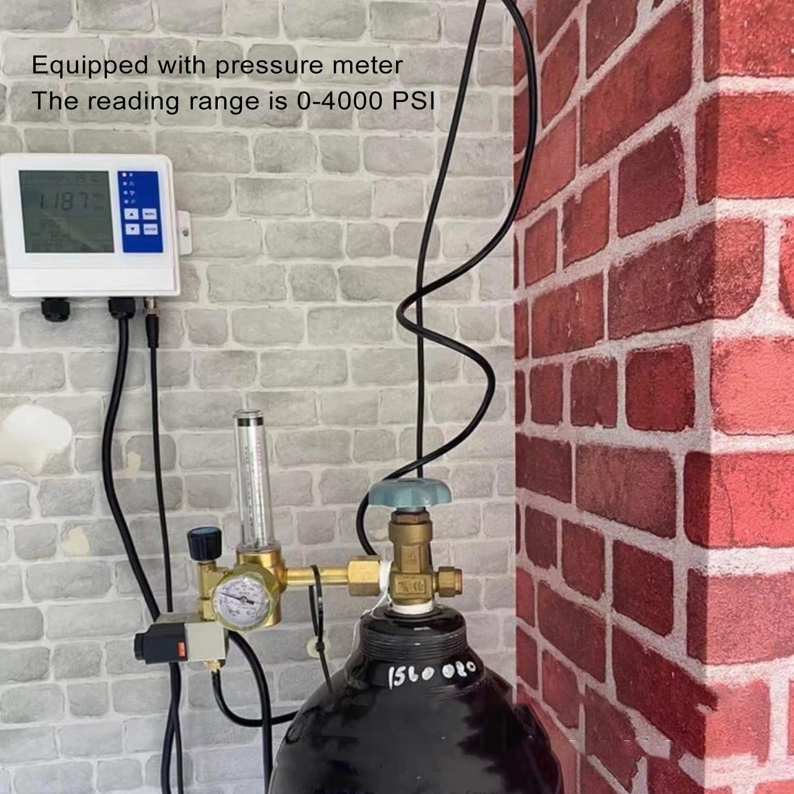 Jeffergarden CO2-Regler mit Magnetventil und Durchflussmesser CGA320 Messing-Einlassgasregler für Indoor-Hydrokultur-Zelte (EU-Stecker 220 V)