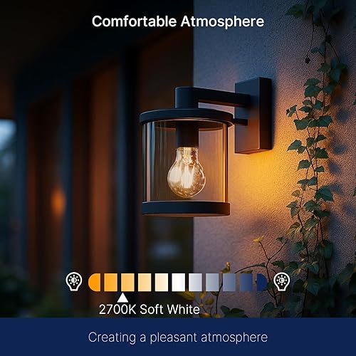 Miniatura 6 de FLSNT Bombillas LED Edison A19 con sensor de atardecer a amanecer, 7 W (60 W equivalente), 800 lúmenes, base de filamento vintage E26, fotocélula