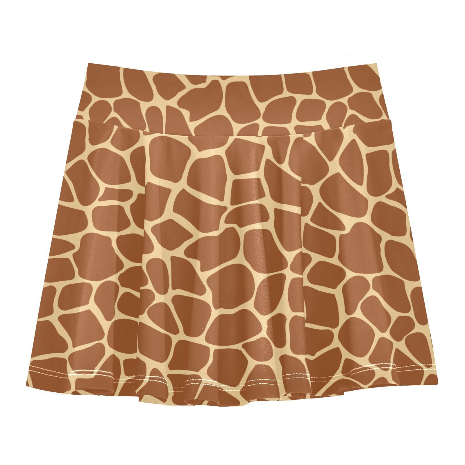 Gugusary Girls Skorts High Waist Athletic Skirts with Shorts Giraffe Print Stretchy Teens Performance Tennis