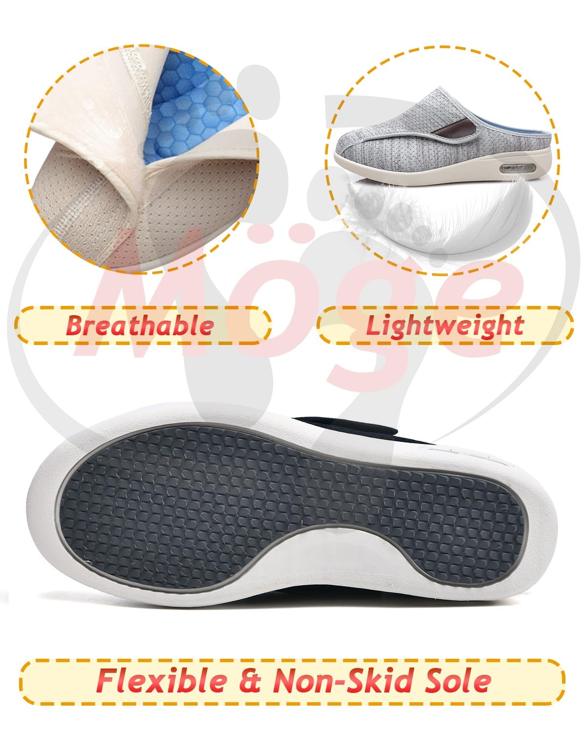 Scarpe A Strappo Uomo Donna Calzata H Senza Cuciture con Pianta Larga per Anziani Piedi Gonfi da Casa Scarpe Sanitaria Donna