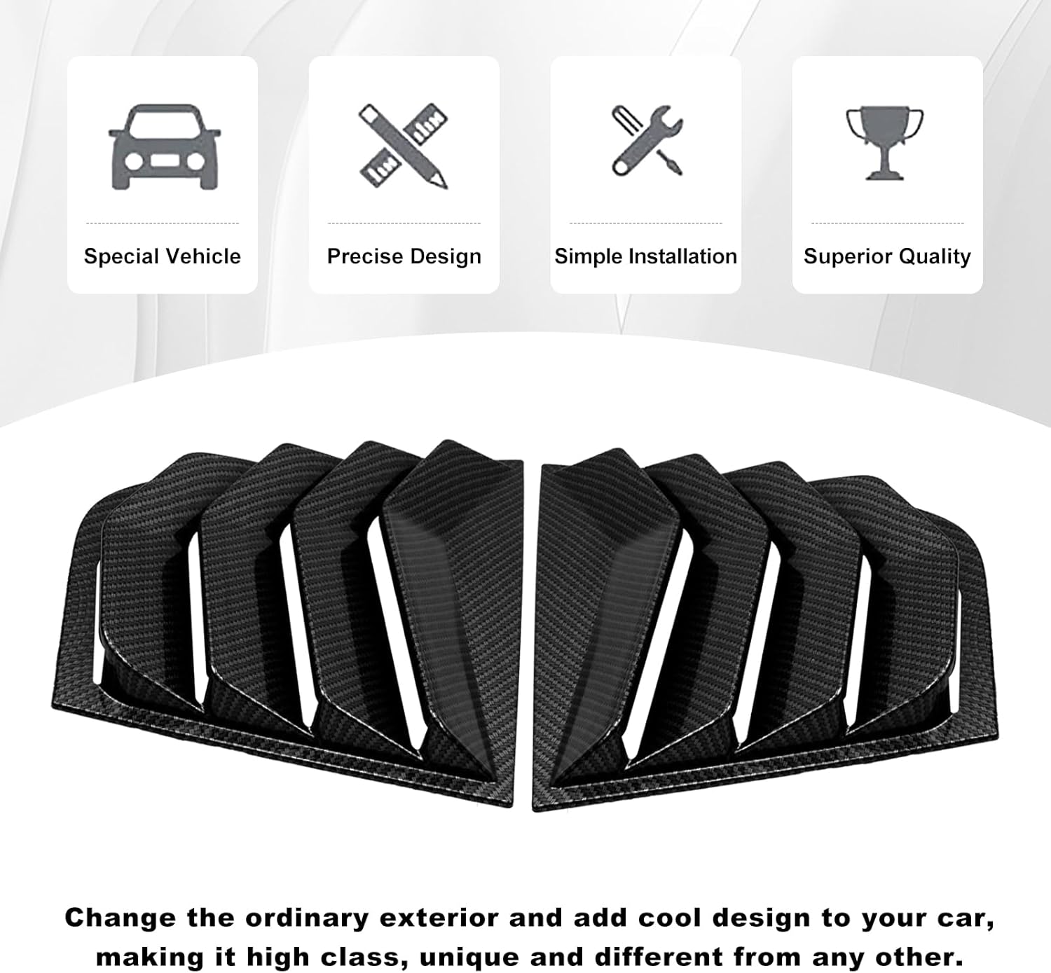 Sporacingrts Carbon Fiber Style Side Window Louvers Scoop Cover Sunshade Cover Compatible with 2018 2019 2020 2021 2022 Kia Stinger