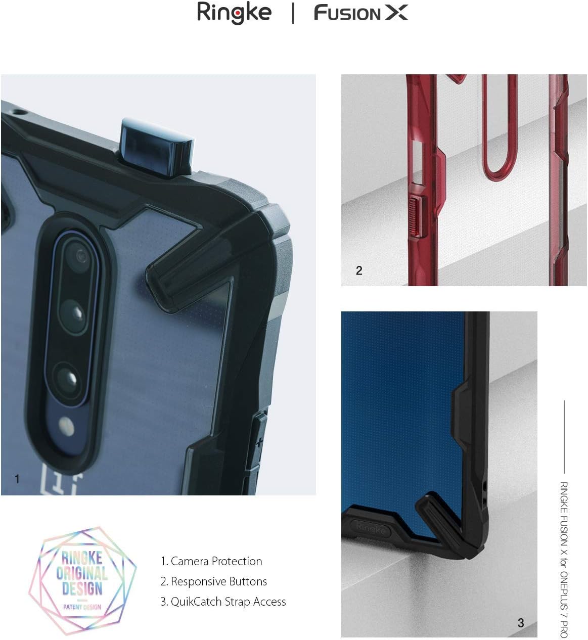 Ringke Fusion-X Designed for OnePlus 7 Pro Case Impact Resistant Protection Cover for OnePlus 7 Pro 5G (6.7") - Ruby Red