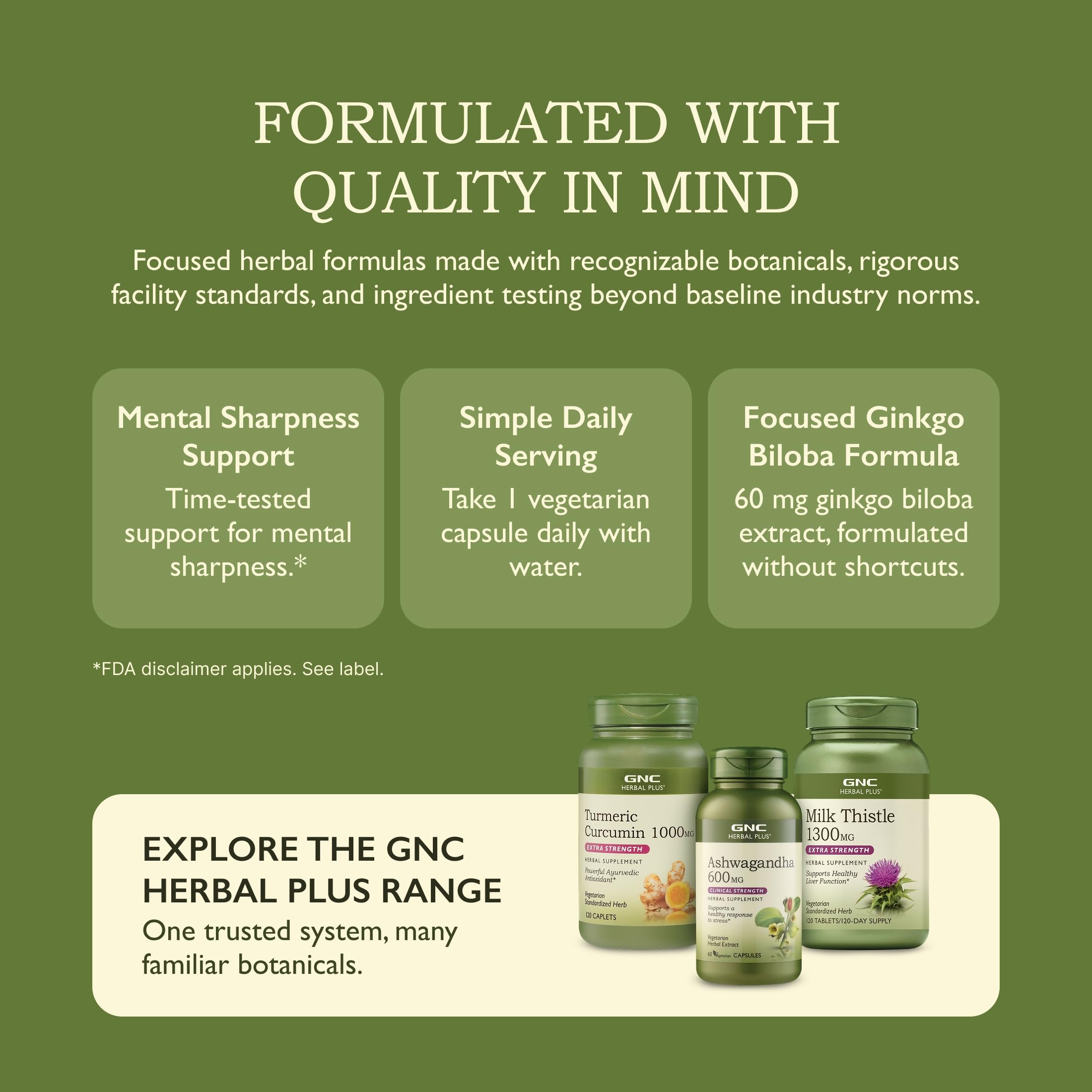 GNC Herbal Plus Ginkgo Biloba 60mg, Mental Sharpness Support, 300 Servings — Amazon image 7