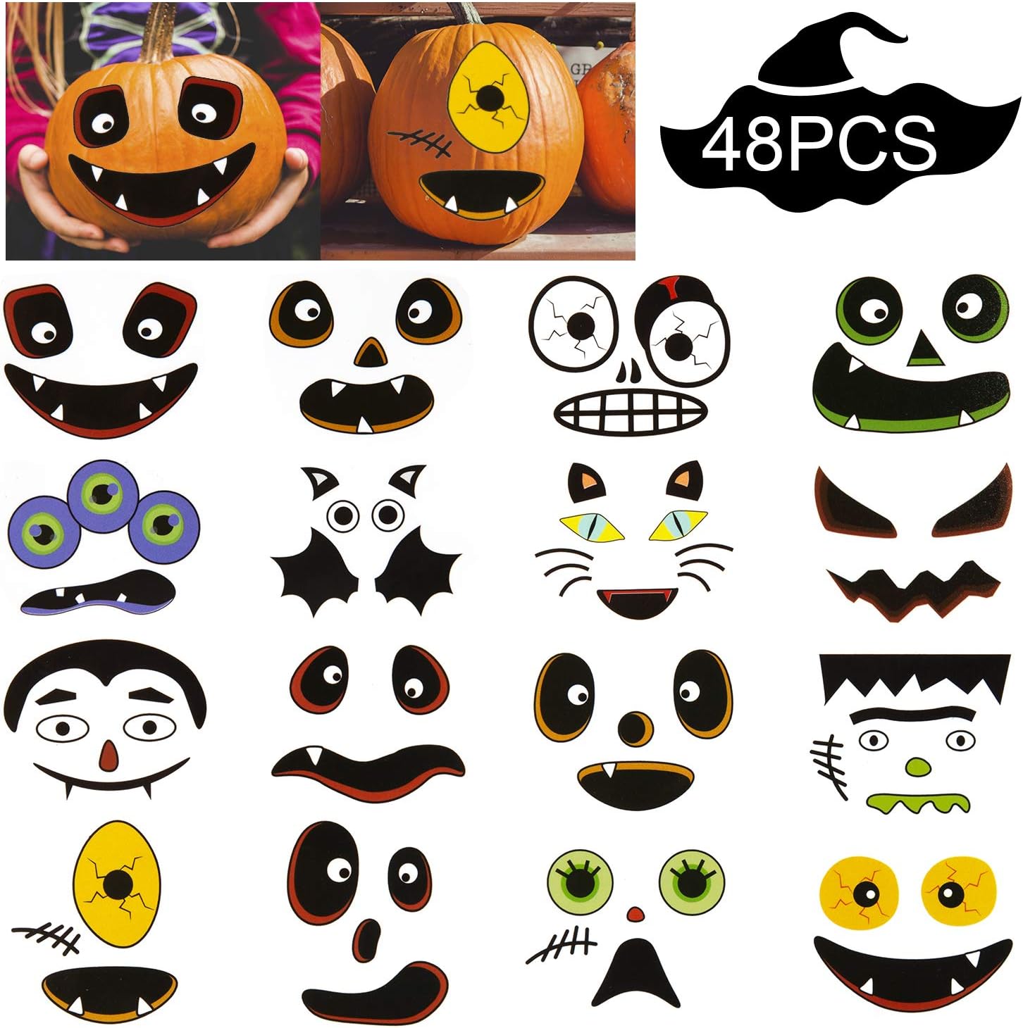 Tenceur 48 Sheets Mouth Stickers for Crafts Clown Human