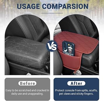 Car Armrest Box Cover Mat for Audi Q7 SQ7, Centre Console Lid Protector, Car Center Console Cover, Armrest Seat Box Cover Protector,BlackB