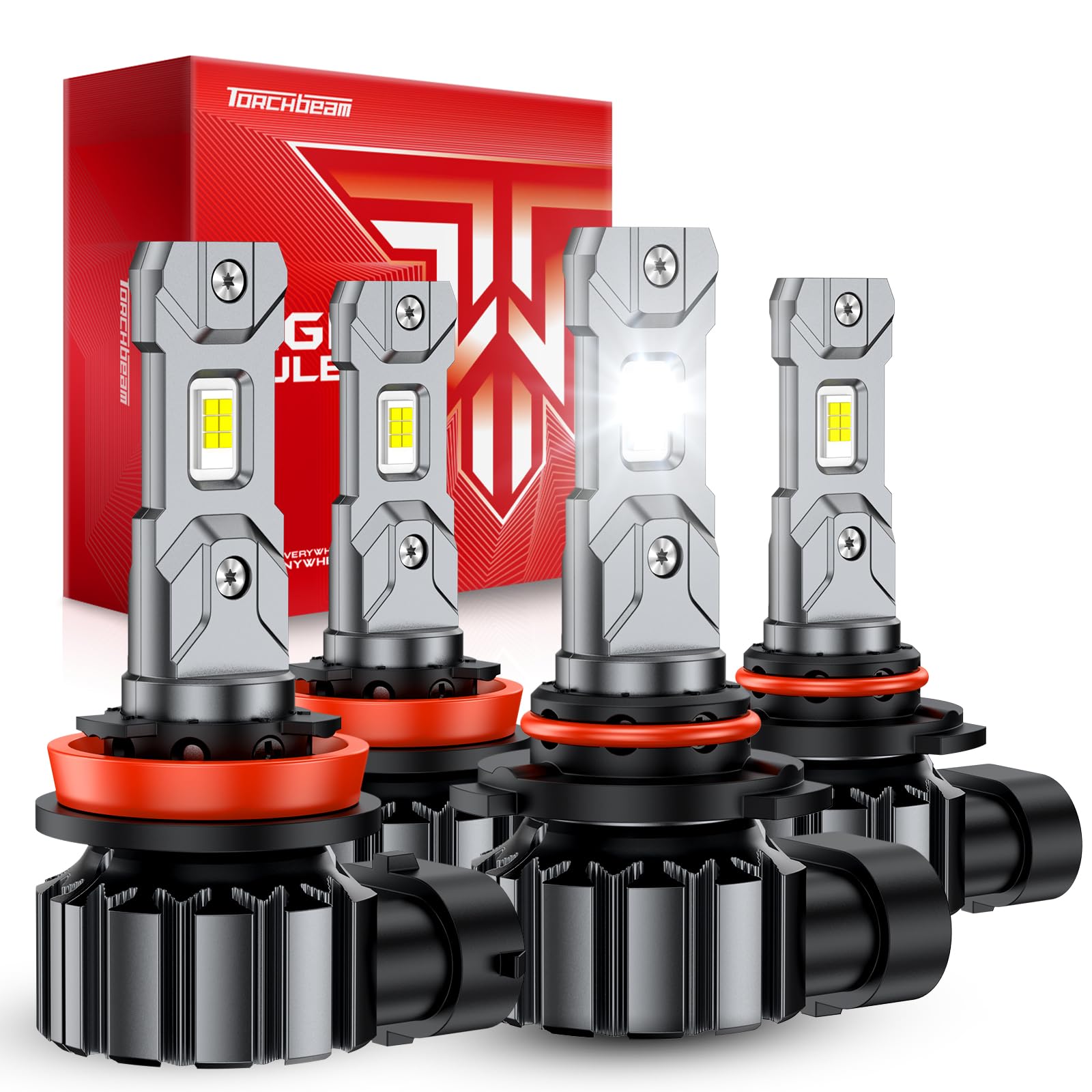 Torchbeam T1S 9005 H11 LED Bulb Set, 2026 Professional 122000LM 6500K, 4-Pack