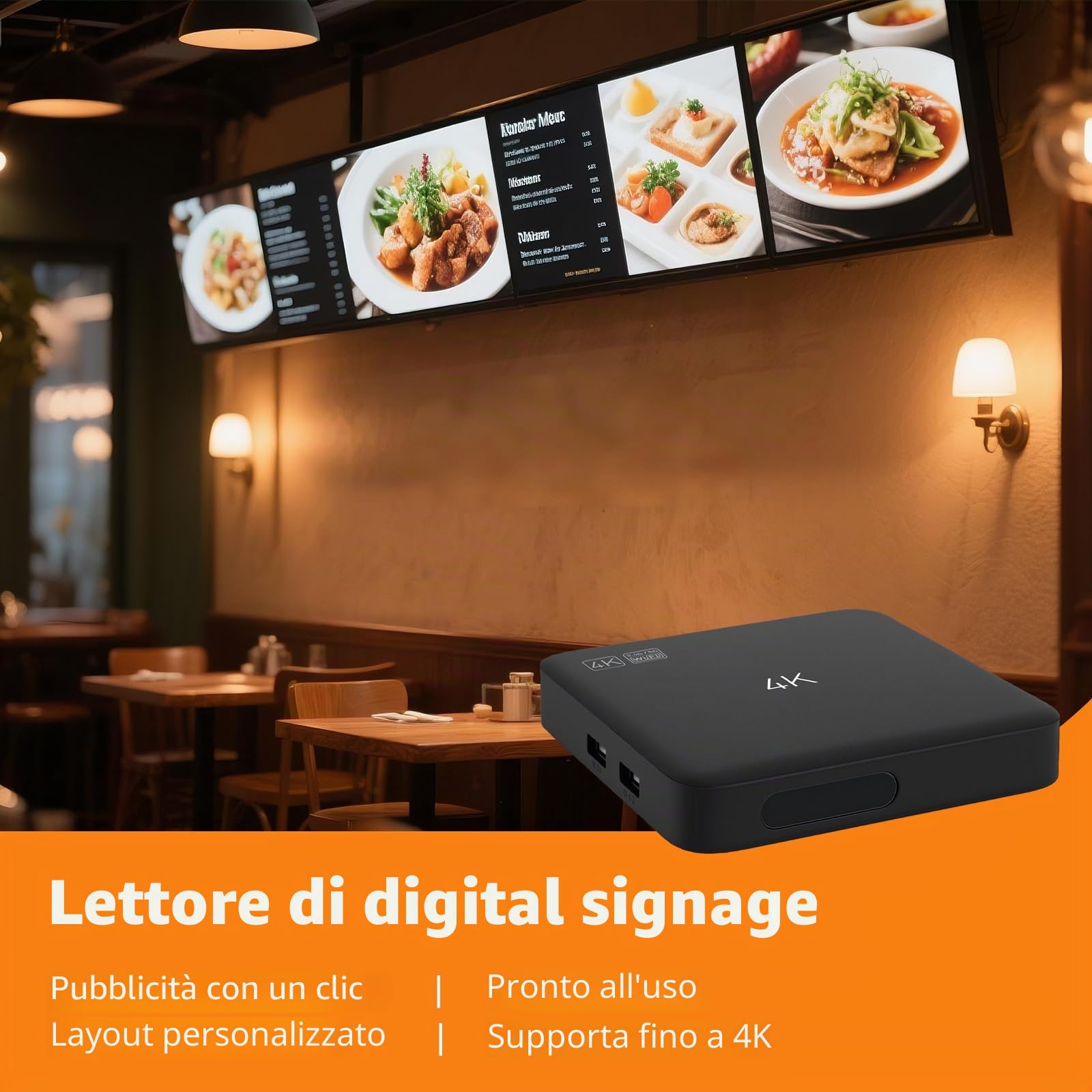 Digital Signage Media Player Box Free Cloud CMS System Trasforma il tuo TV in display pubblicitario... (YM05/1+8G)