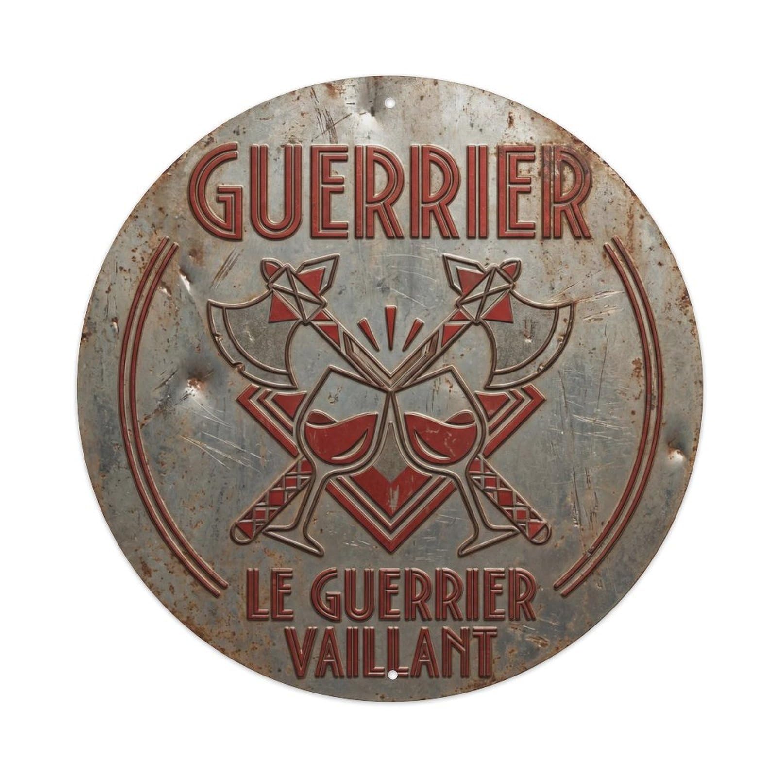 Warrior Humorous Tavern Warrior Metal Tin Sign Plaque Wall Decor for Cafe, Club Bar, Office, Home Garden Round Metal Poster 8x8Inch