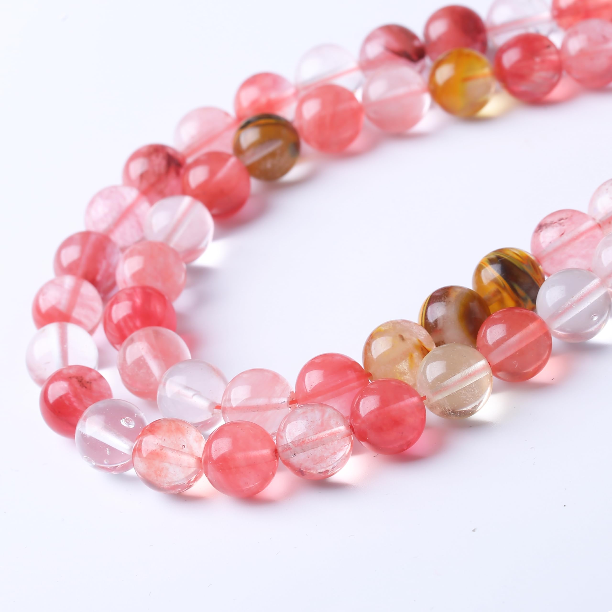 Cuentas de piedra de sandía, cuentas redondas de jade energético de cristal, cuentas de piedra para hacer joyas, pulseras, collares, joyería, 1 hebra de 15.5 pulgadas, 35 unidades, 10 mm
