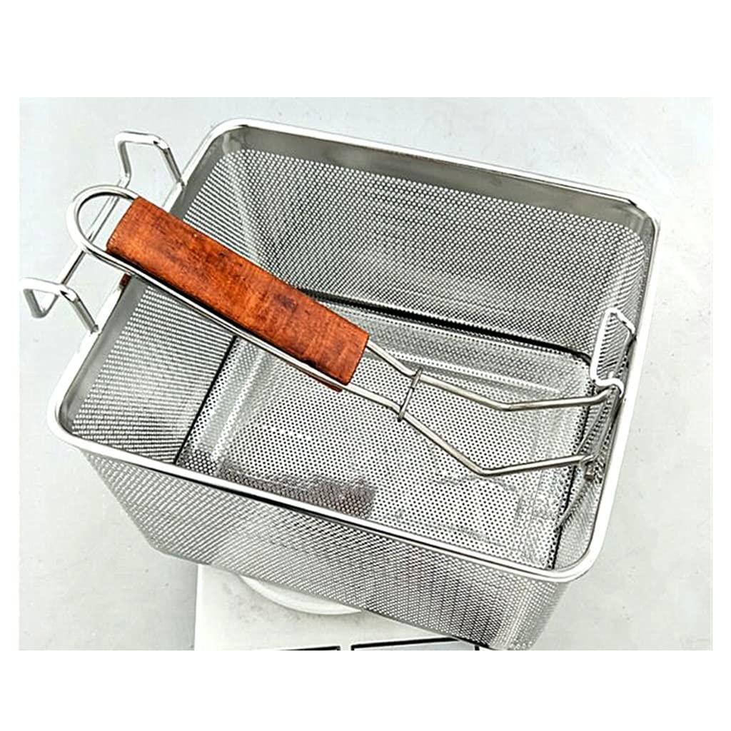 NEBE Panier à Friteuse Basket de friture carrée en Acier Inoxydable Filtre de résidu d'huile Filtre Frit Blue Pomme de Terre Outil adapté à la Table Service Restaurant Famille Panier à Frire