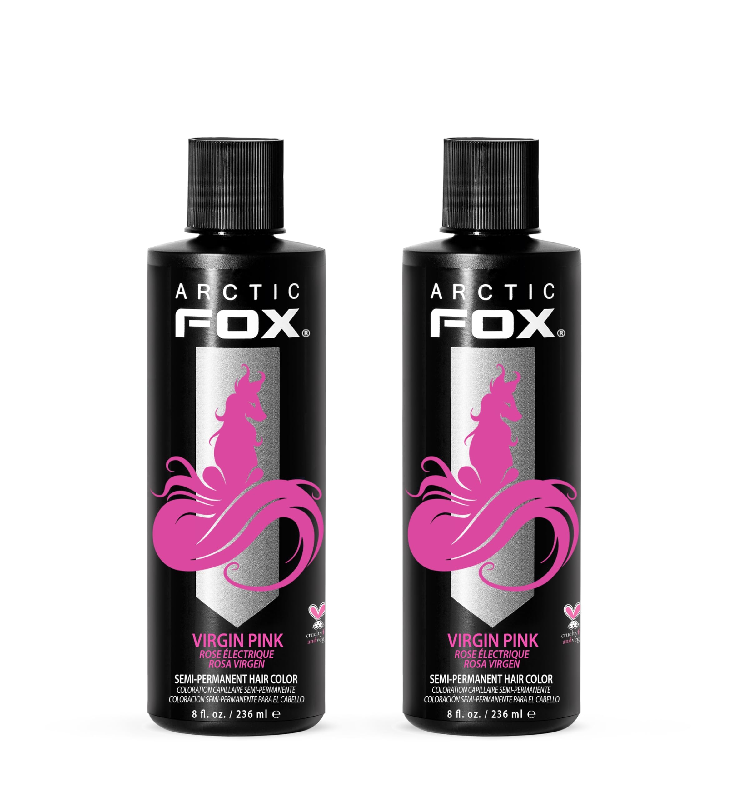 ARCTIC FOX Virgin Pink Hair Dye - Vegan - 2 x 8 oz | Vivid and Vibrant, Cruelty Free, Ammonia Free, Peroxide Free, , Cream Formula