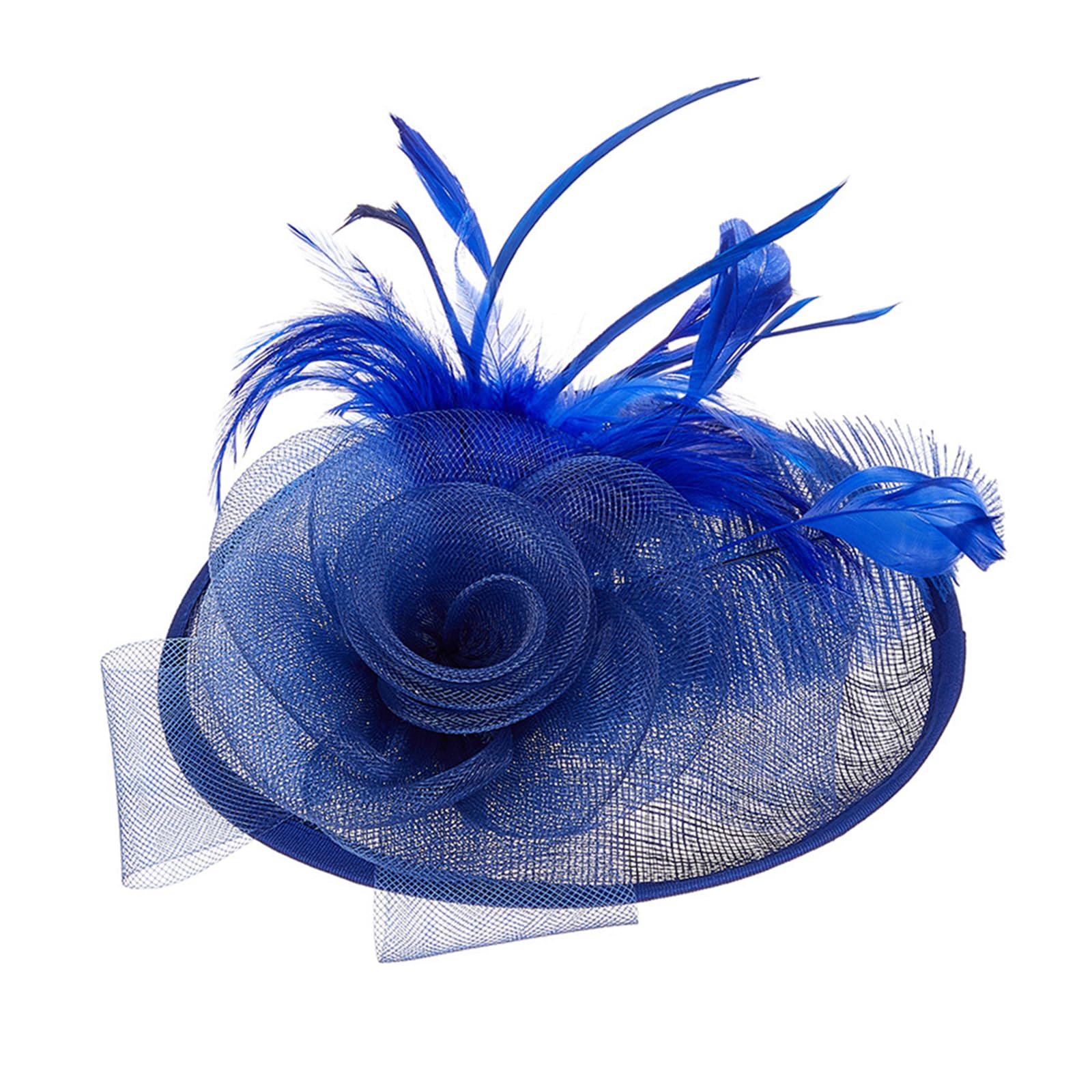 Kalttoy Women's Royal Blue British Styles ' S Fascinator Breathable Linen Bride Headwears Delicate Hat Adornment For Stylish Appearance Beautiful Linen Fascinator