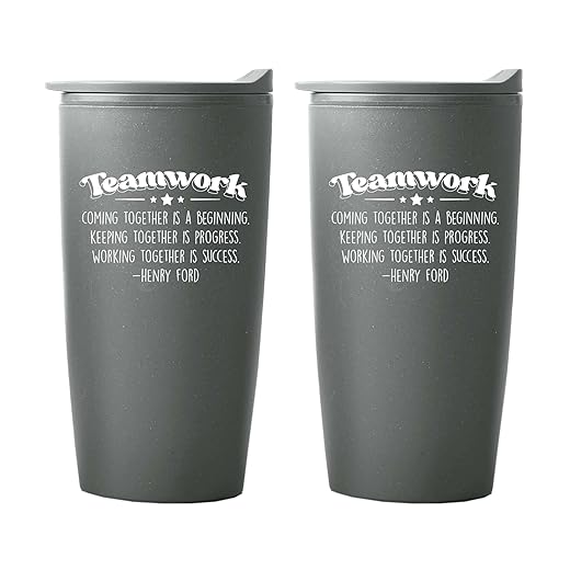 Cheersville 2 Pack Of 20 Oz. Wheat Straw Tumblers - Thank You Gift - Environmentally Friendly - Gift For Employee Appreciation (Teamwork)
