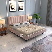 DRIFTINGWOOD Florina Engineered Wood Low Height King Size Bed Without Storage | Wooden Double Bed | Low Floor/Level/Profile Cot Bedroom Furniture | Cream, Self Assembly (DIY)