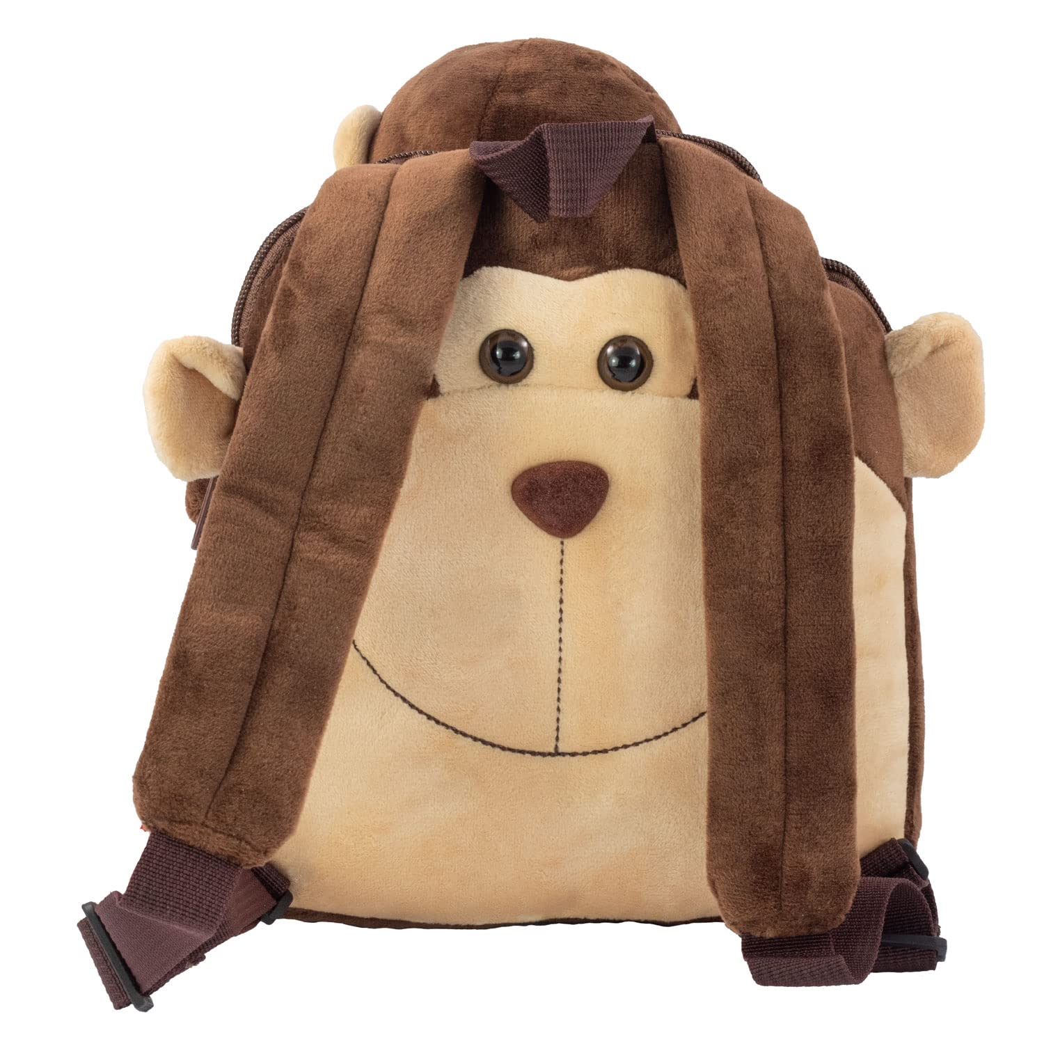 P:os – Mochila Infantil con Peluche extraíble Mono MAX, Azul, 24 x 20 x 30 cm, Mochila Infantil con Peluche, Fiambrera y Botella de Agua