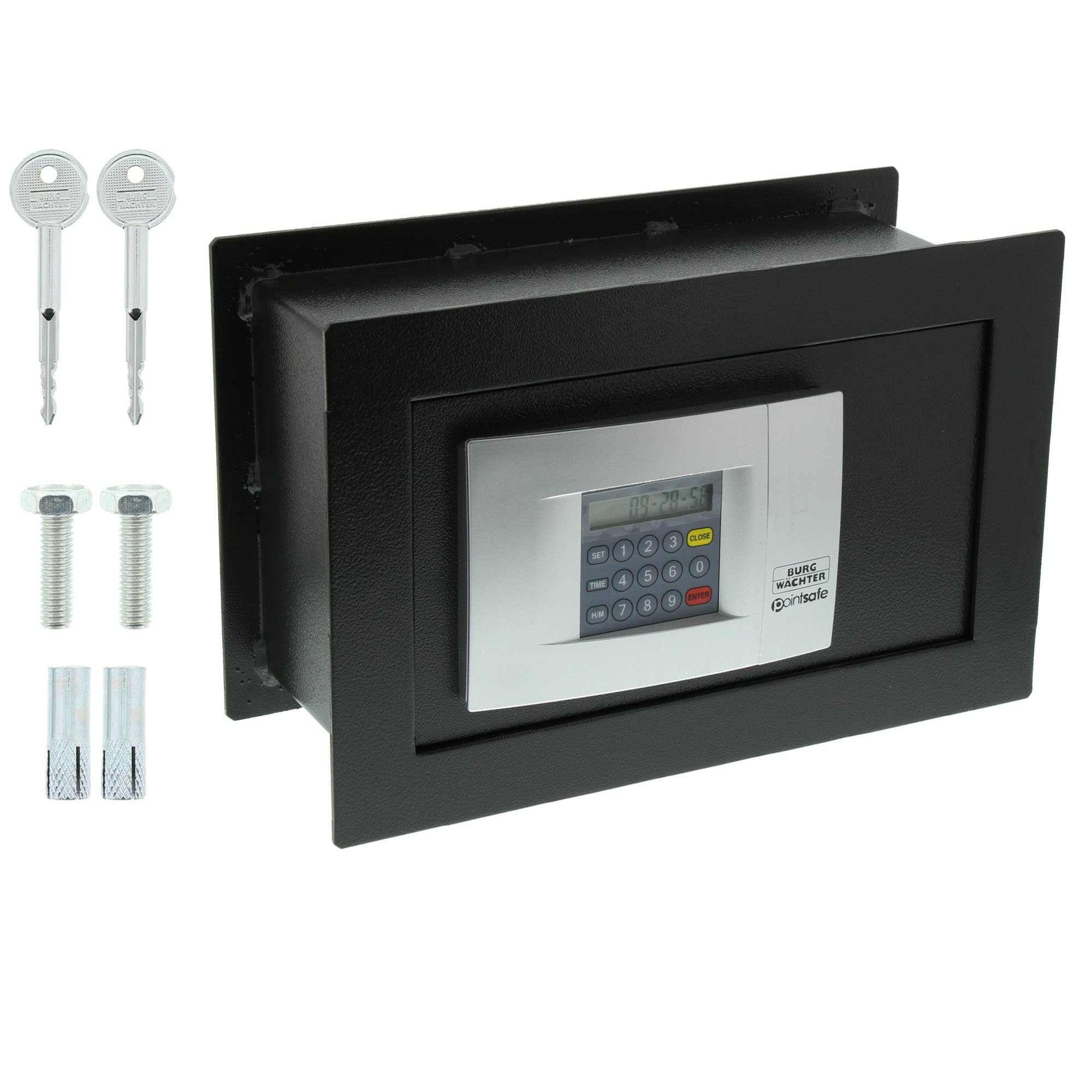 BURG-WÄCHTER Caja fuerte con cerradura electrónica, Point Safe, Empotrable, 4,5 l, 9,4 kg, PW 2 E, Negro