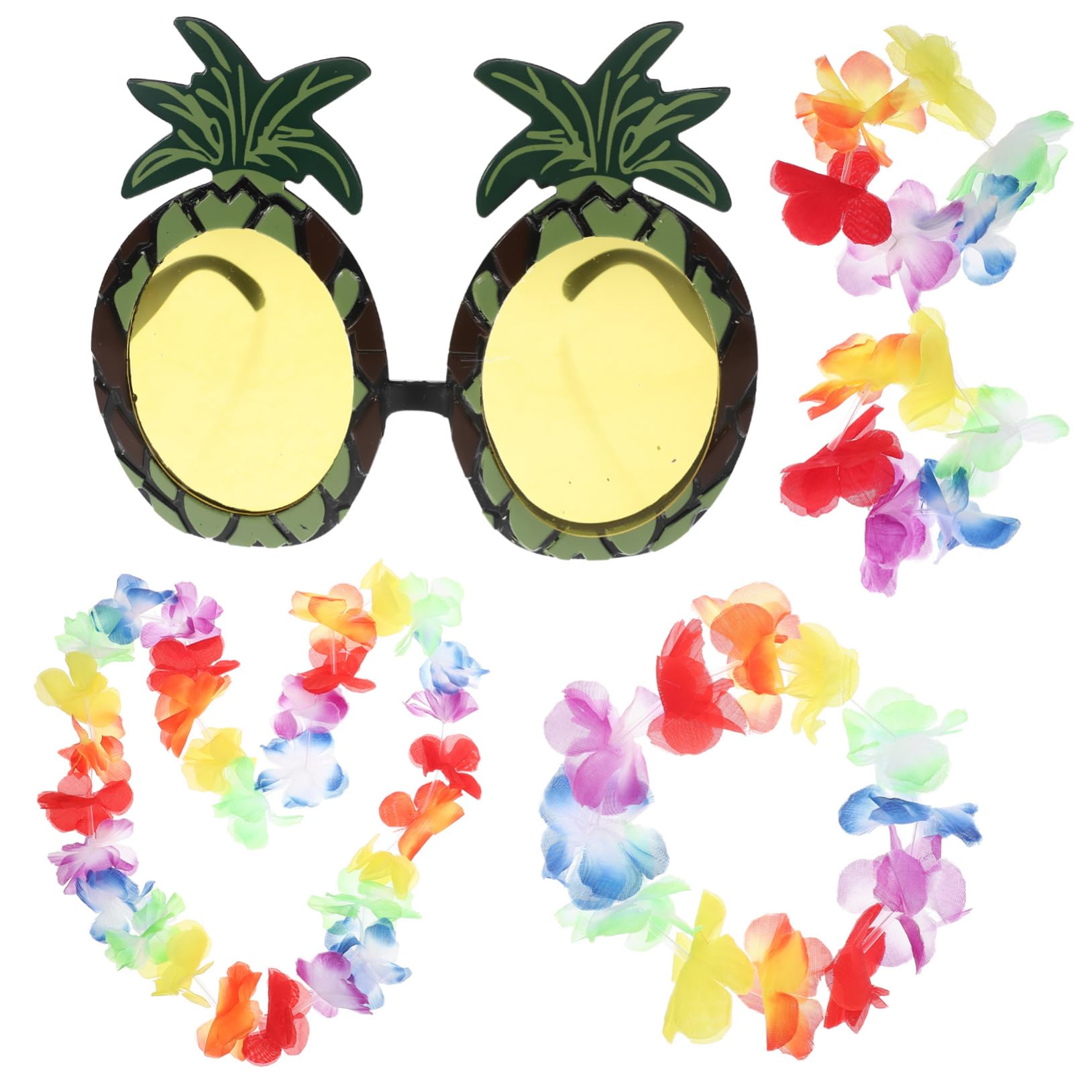Abaodam 2 Juegos Gafas Hawaianas Collar De Fotos Para Fotos Collar Hawaiano Collar De Flores De Simulación Collar De Flores Hawaianas El Plastico Ropa Playa Banquete