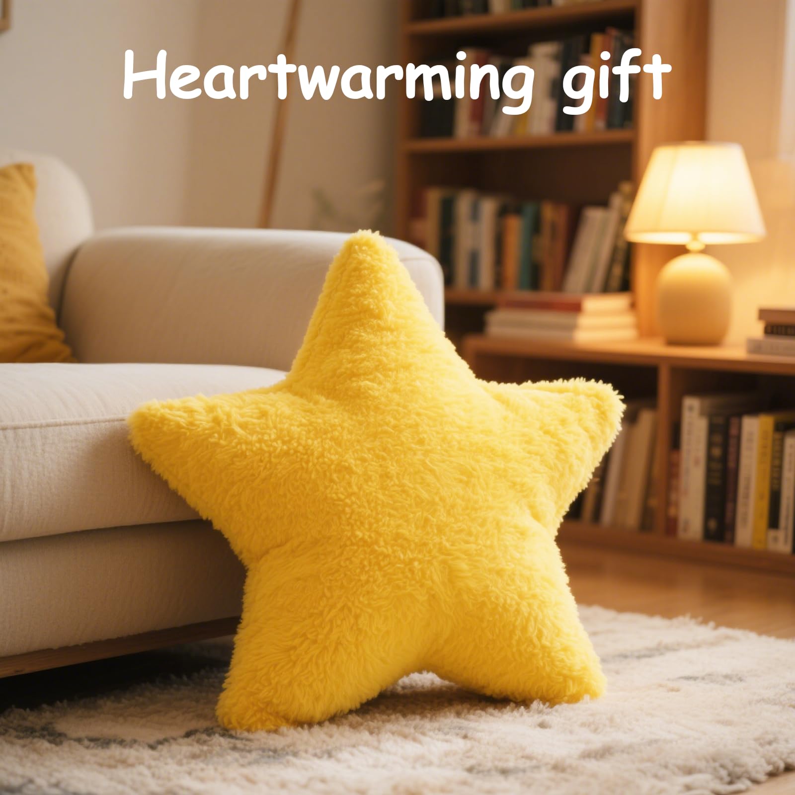 Children's Star Cushion,Soft Fluffy Cushion for Bedroom, Decorative Pillow for Boys & Girls (Yellow, 30cm) for Children & Teens