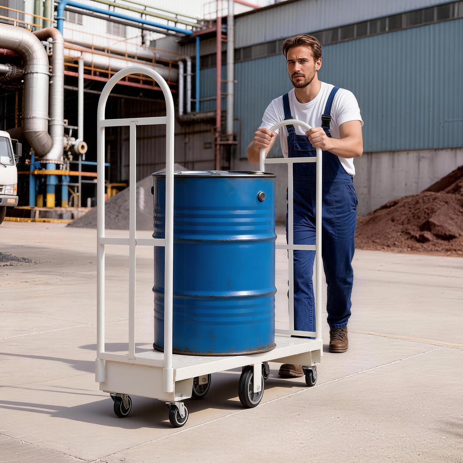 VEVOR Plattformwagen 907 kg, Schwerlast-Transportwagen, Industrieller Lagerwagen mit 6 Rädern & Zwei abnehmbaren Griffen, für Lagerhallen, Werkstatt, Fabrik, 1525x410x1510 mm Rollwagen
