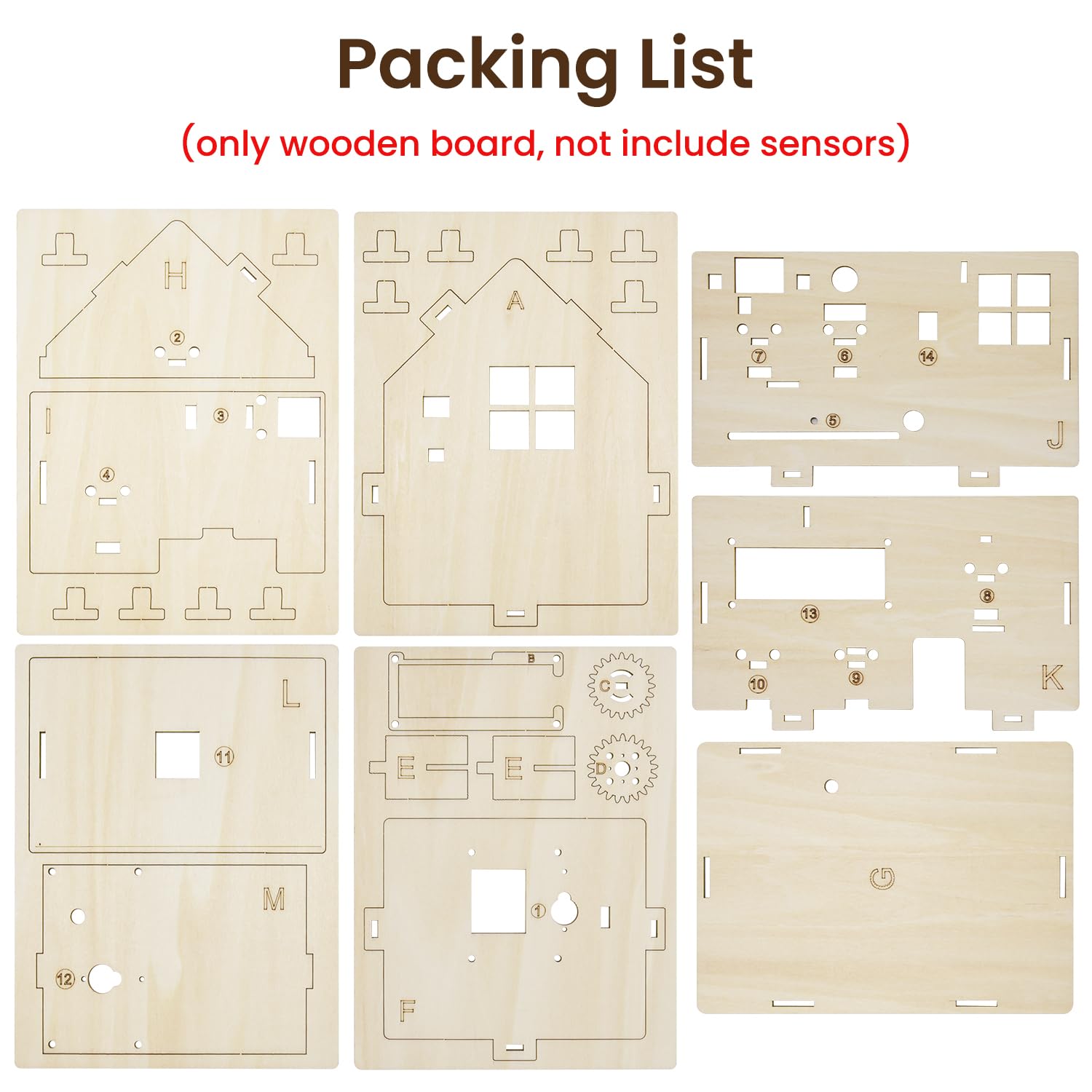 KEYESTUDIO Fine Balsa Wood for BBC Microbit, Sheets Smooth Linden Wood Board for Crafts Projects, Model Making, exclude Microbit and Sensor Module