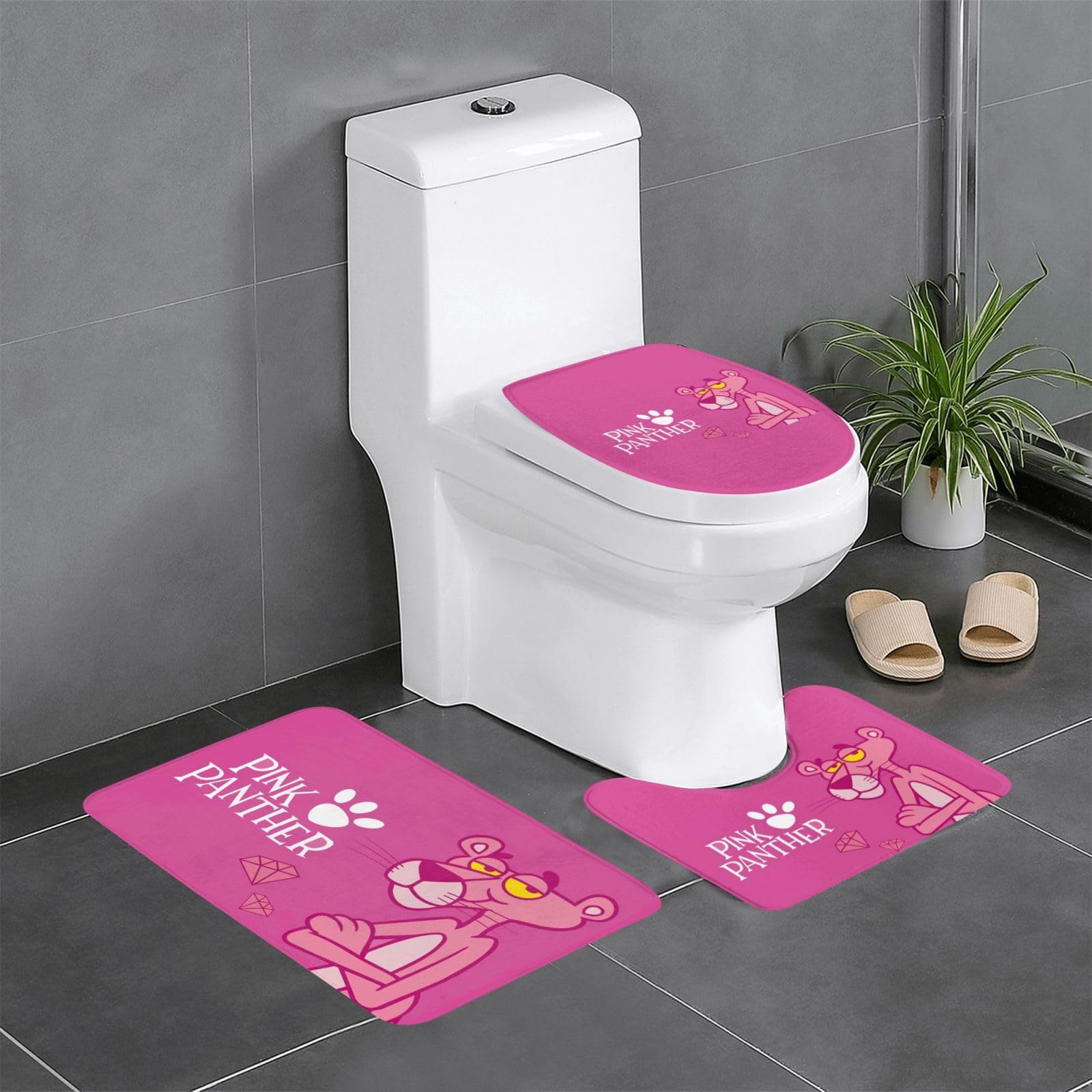 Amazon | ピンクパンサー 【3点セット】トイレマット バスマット 