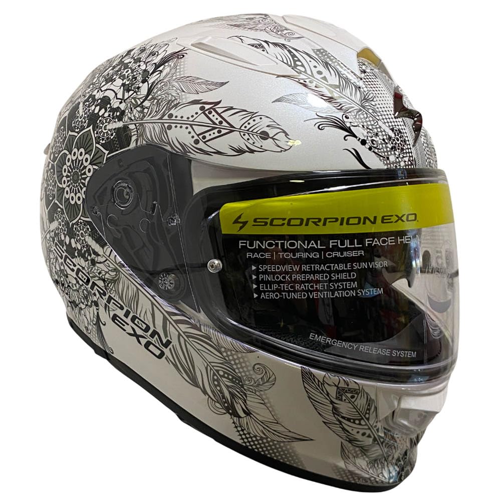 Scorpion Exo 491 Designed Dream Blanco Camaleón | Casco de Moto Integral con Visor Solar | Unisex Hombre y Mujer Homologado ECE 22.06