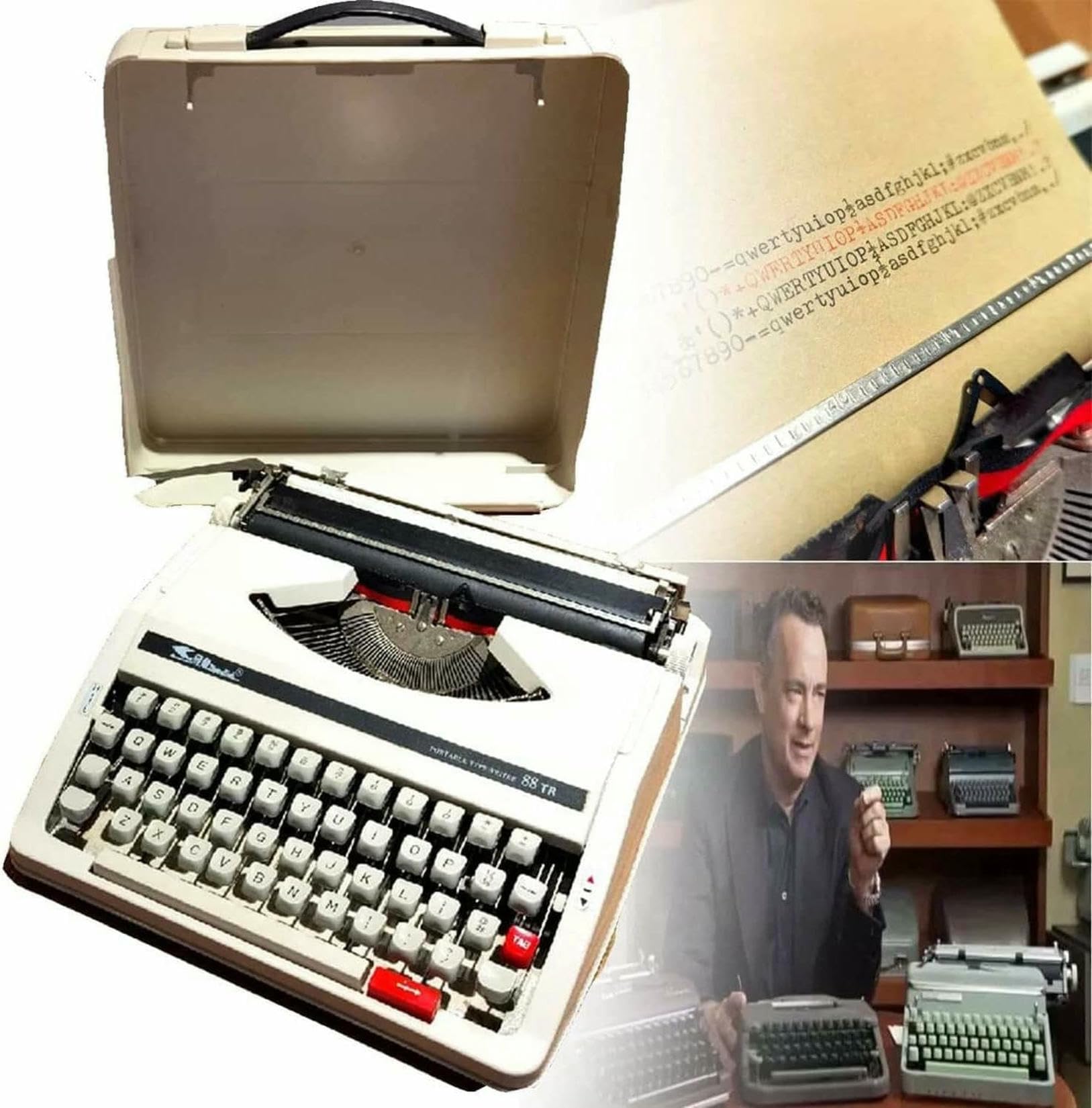 Vintage Classic Retro Manual Typewriter Machine Traditional Portable Old Typewriter for Writers with Twin Spool Black Red Ribbon Sleek Word Processor