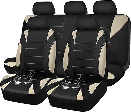 Miniatura 18 de Car Pass - Fundas impermeables de neopreno para asientos, juego completo negro de ajuste universal, fundas protectoras para interior de auto SUV