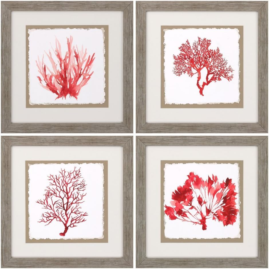 Propac Images "Red Coral Framed Artwork, 4 Pack