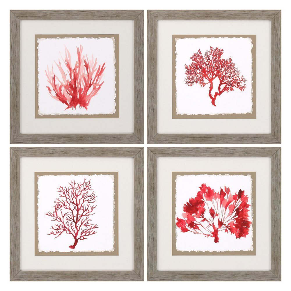 Propac Images "Red Coral Framed Artwork, 4 Pack