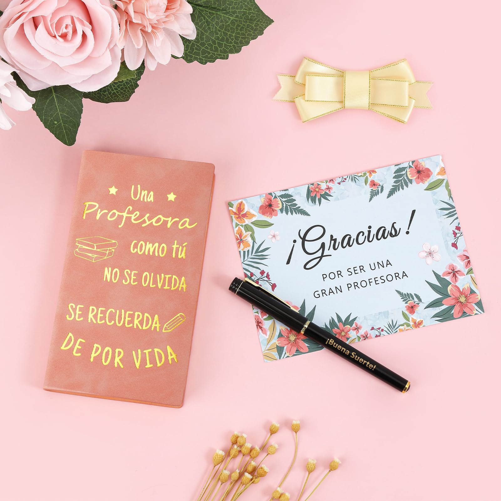 Echehi Regalo Profesora Infantil, con Cuaderno Profesora, Pluma de la Suerte, Tarjeta y Caja de Regalo, Regalos Originales Para Profesoras