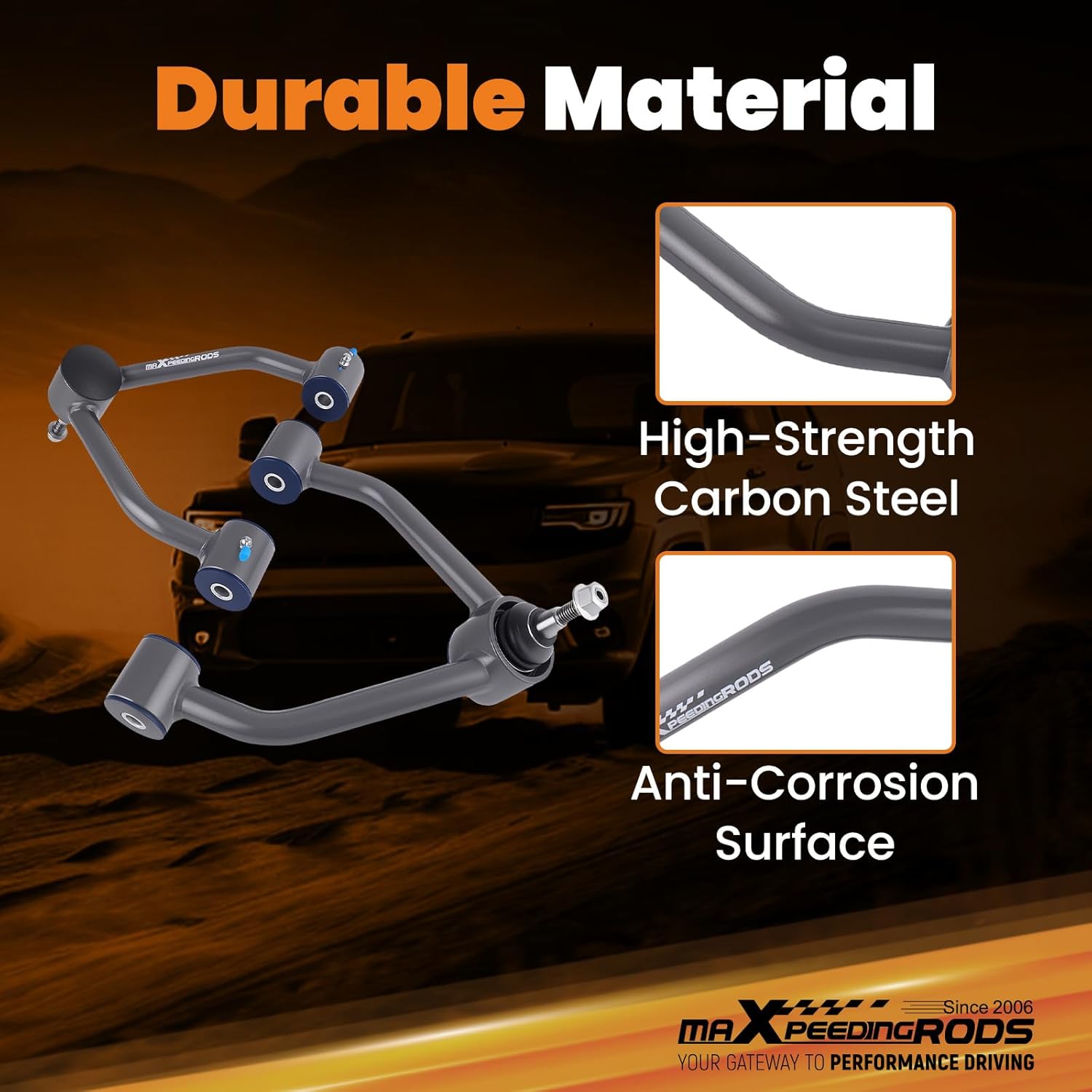 maXpeedingrods 2-4” Lifted Front Upper Control Arm for Chevy/GMC K1500 Suburban Tahoe 1988-1999 6-LUG 4WD